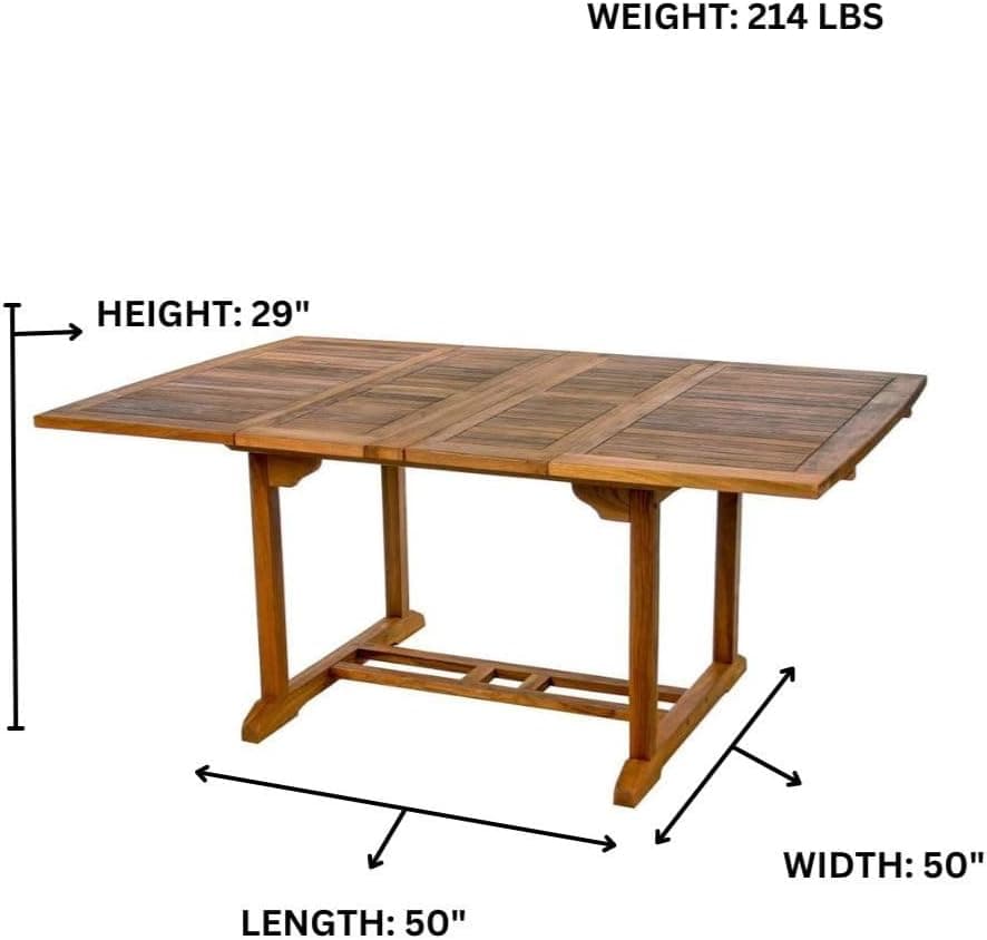 9-Piece Teak Extension Patio Table and Folding Dining Chairs Set — product photograph