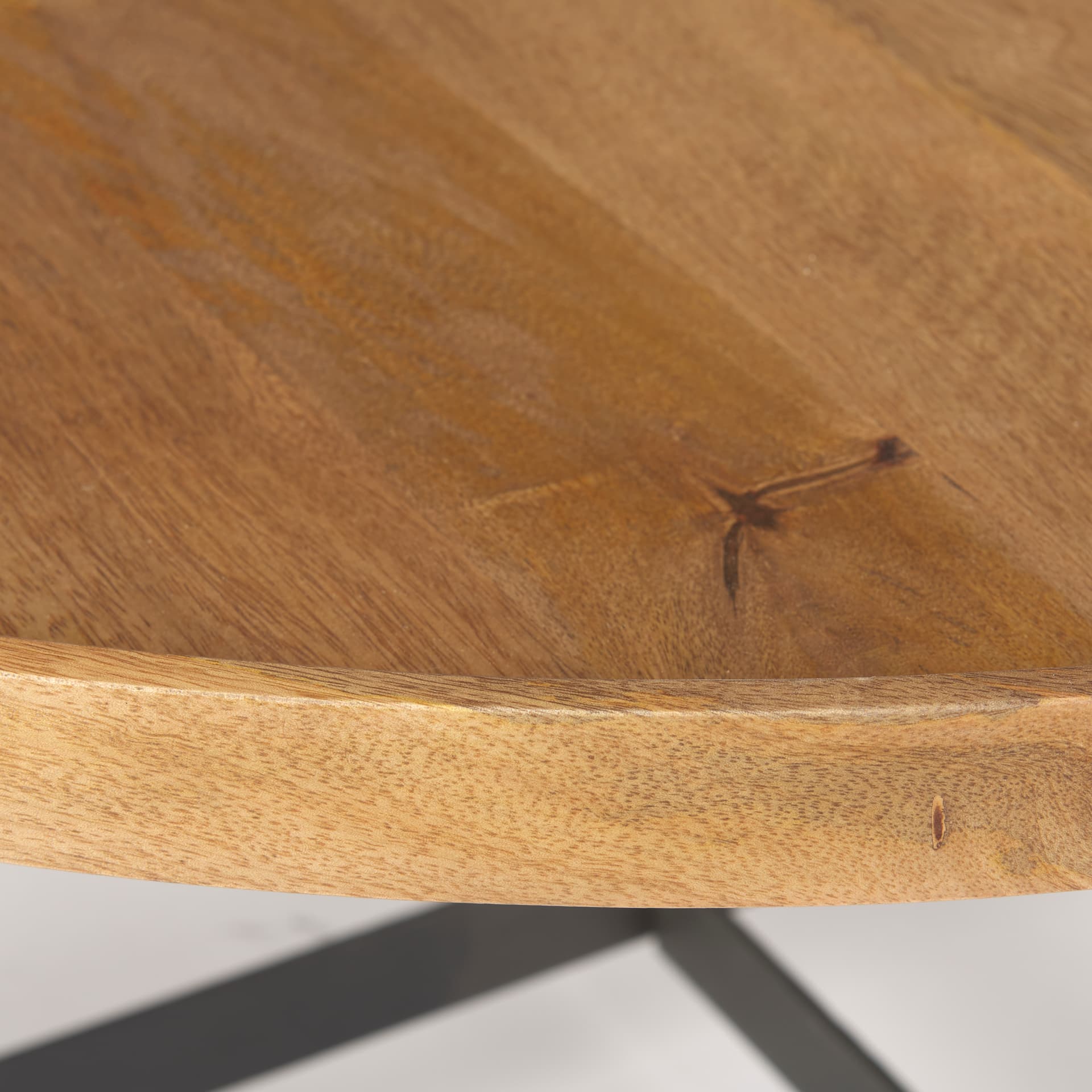 Marquisa 42" Round Medium Brown Wood W/Black Metal Large Coffee Table — product photograph