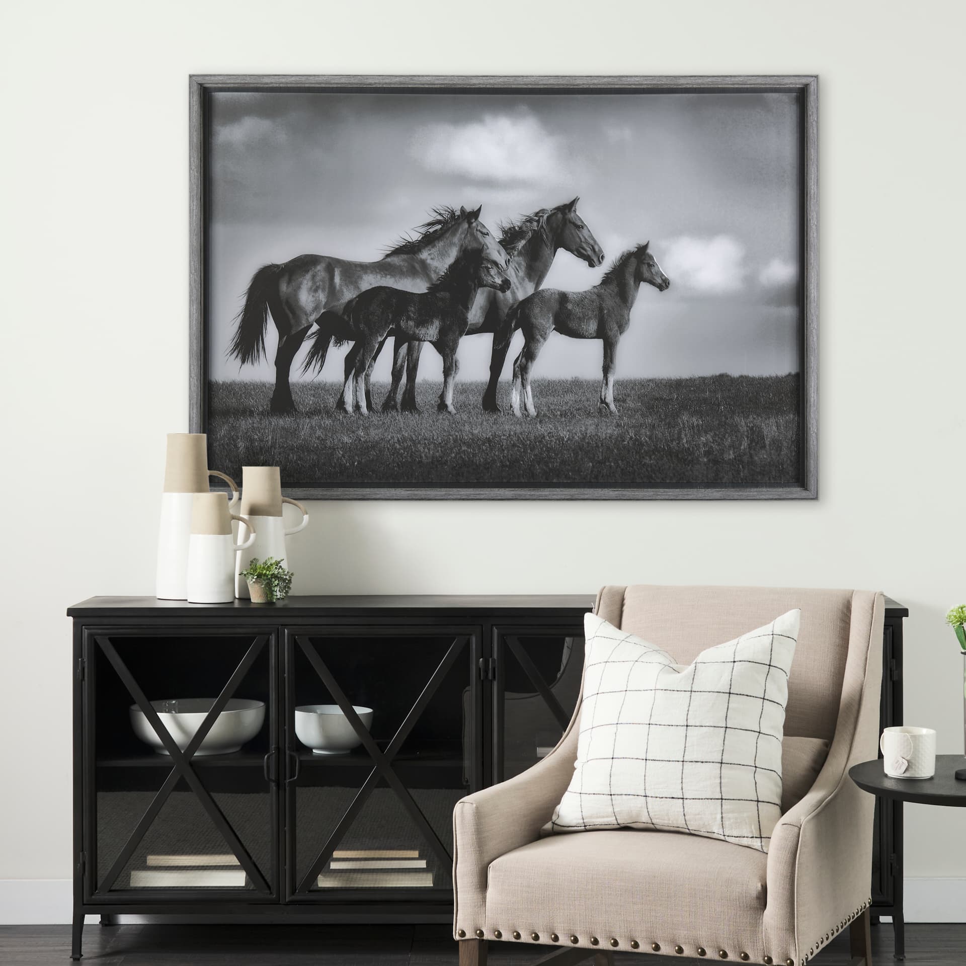 Focused by Mercana Studio a Hand Embellished Textured Framed Photo Art Print Matted under Glass — in a styled room