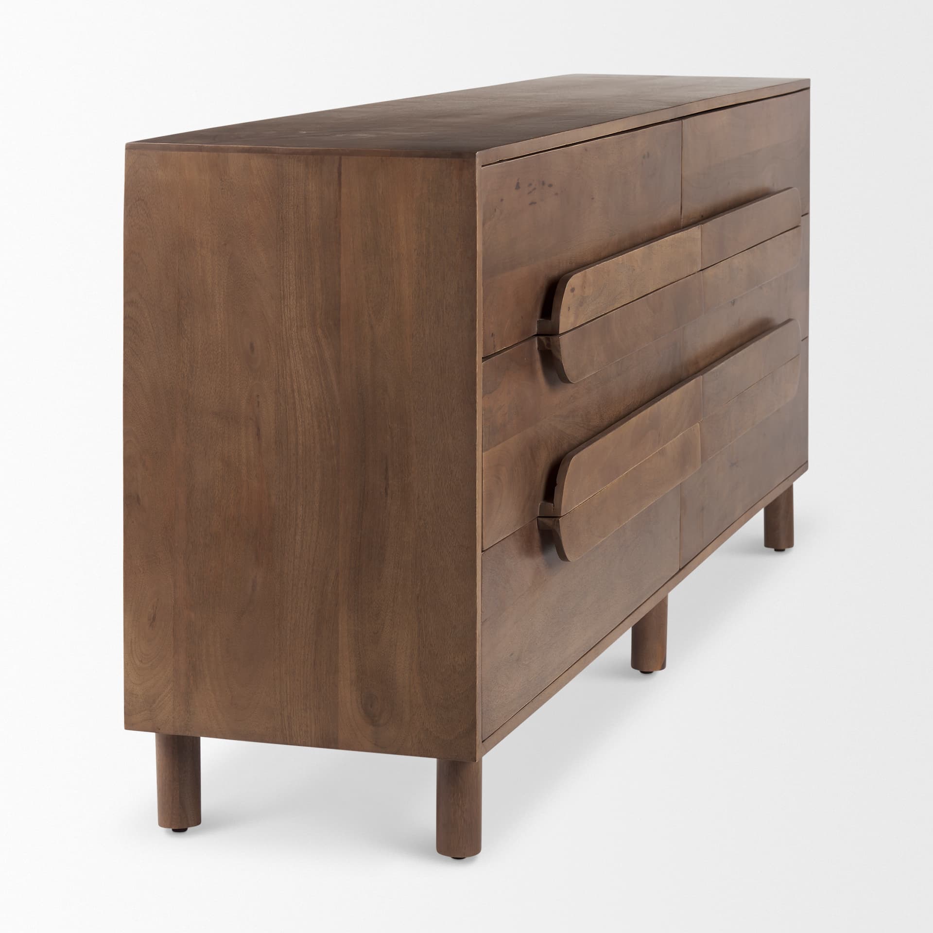 Astrid 71L x 17W x 30.3H Medium Brown Solid Wood 6 Drawer Sideboard — product photograph