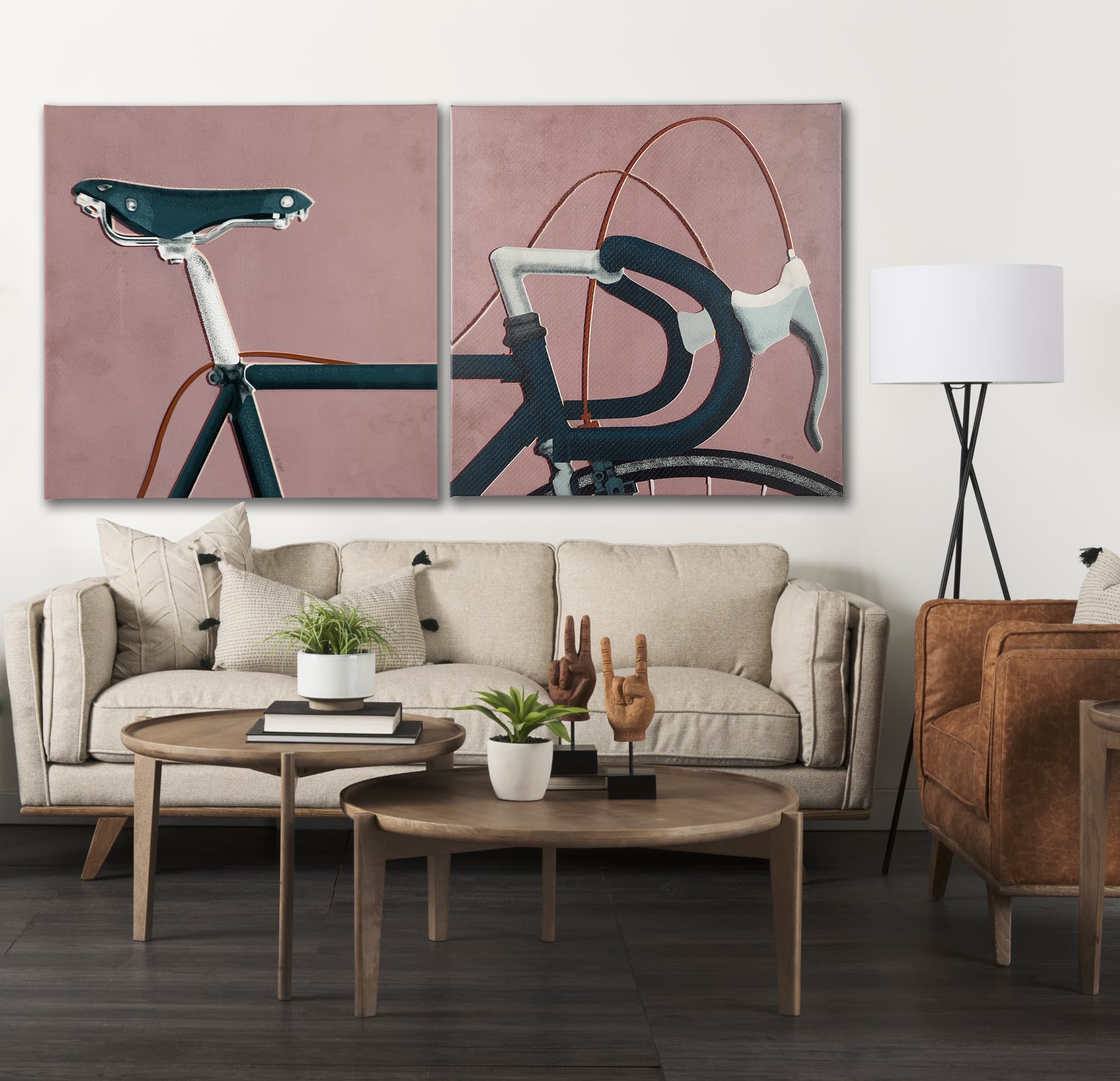 Bike Handle Pink by Alarm a Hand Embellished Textured Canvas — product photograph