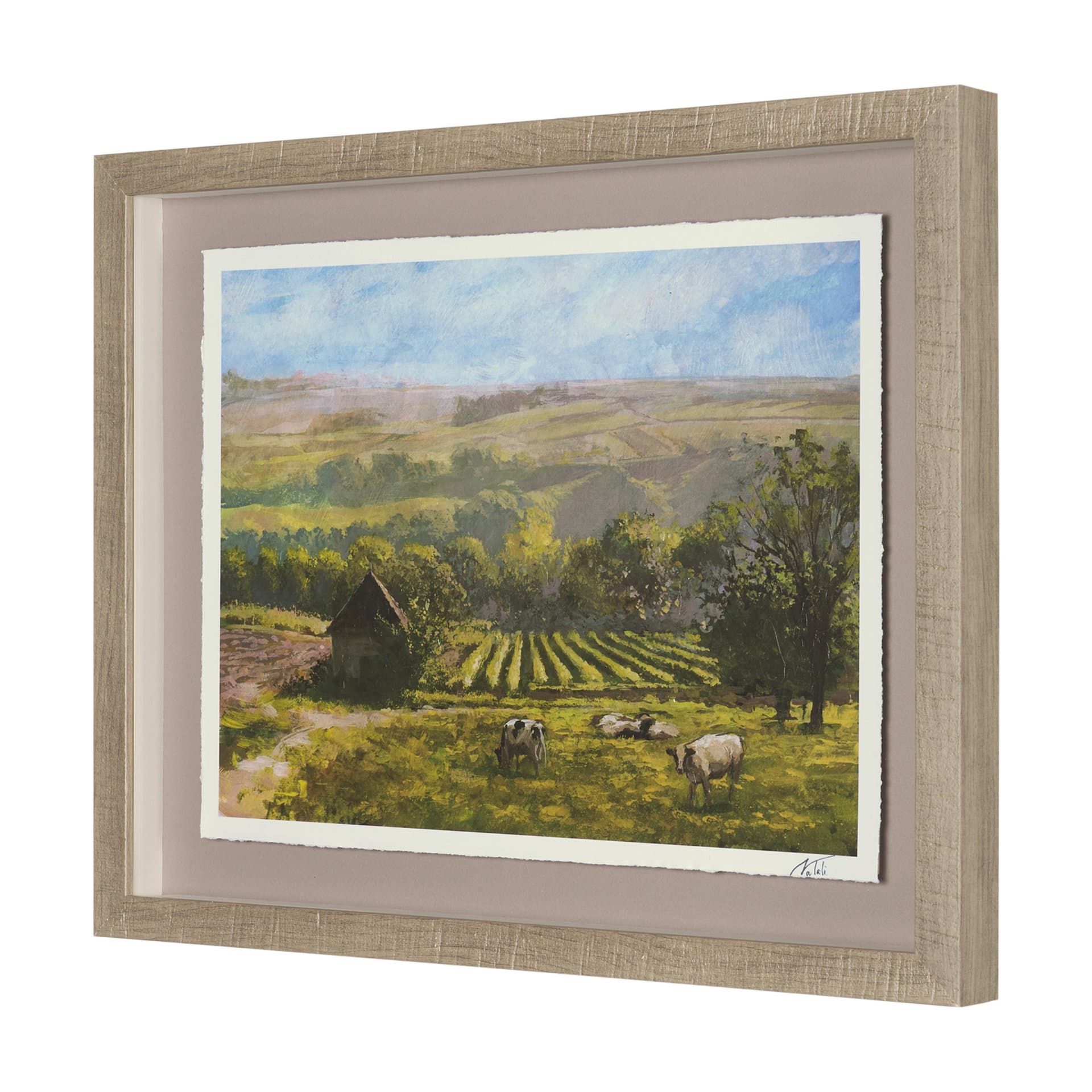 Country View(Set of 6) by Mercana Studio Hand-Embellished Textured Framed Artwork Matted under Glass — product photograph
