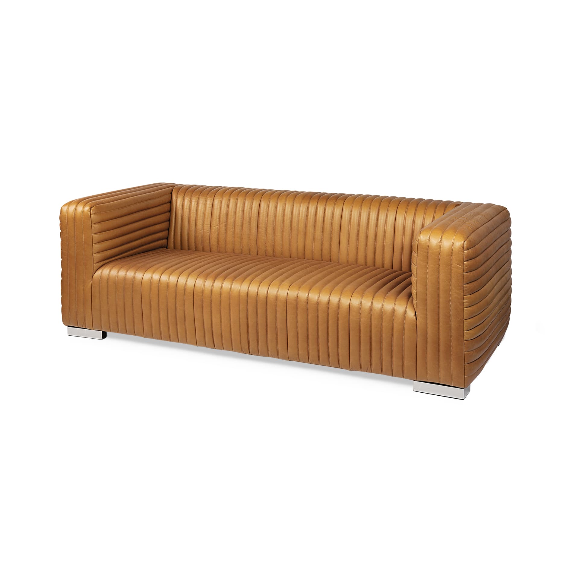 Ricciardo 82.5W Cognac Leather Three Seater Sofa — product photograph