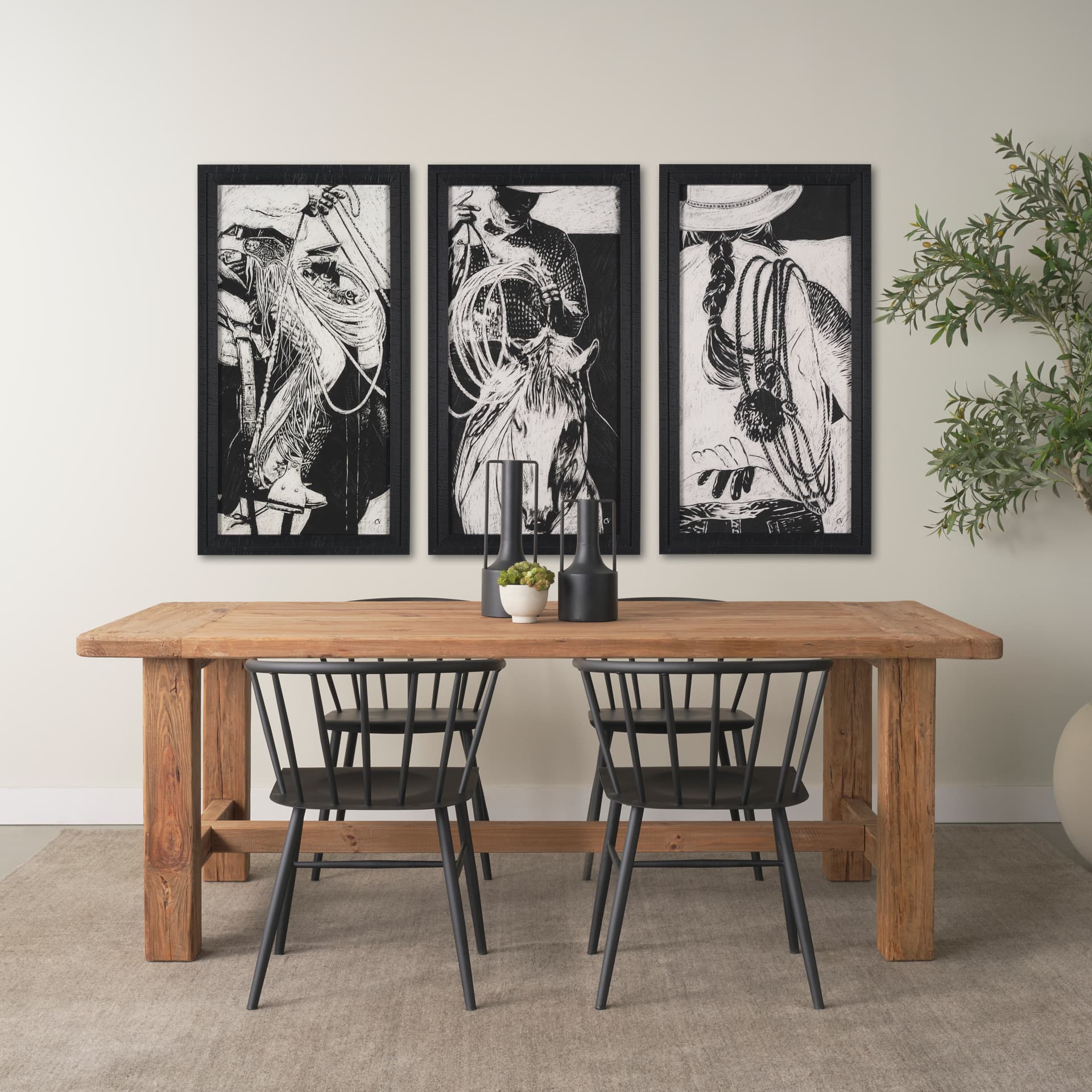 Saddled Up II by Mercana Studio a Hand Embellished Framed Art Print — in a styled room