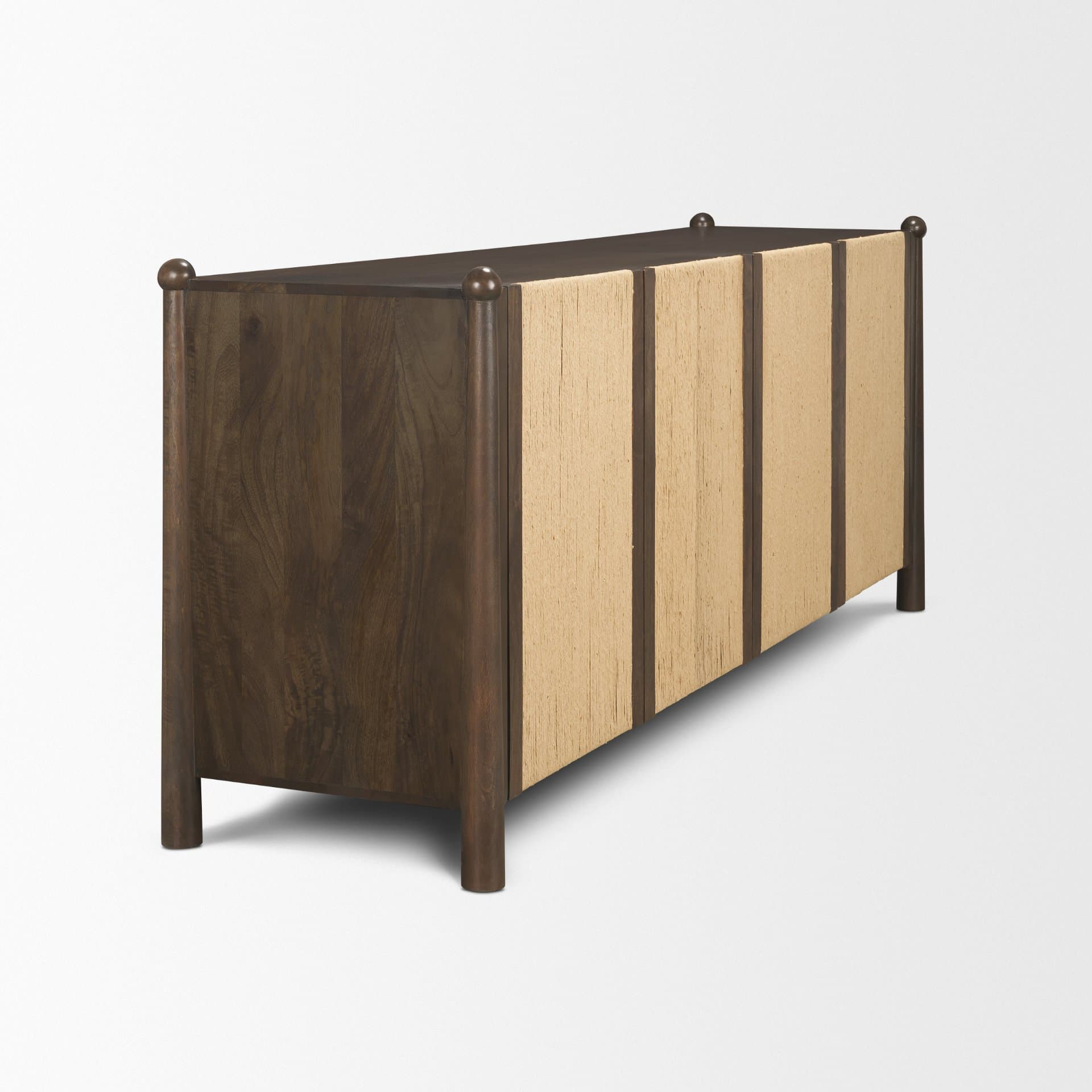 Bondi 85" Dark Brown Wood w/ Paper Rope 4 Door Closed Sideboard — product photograph