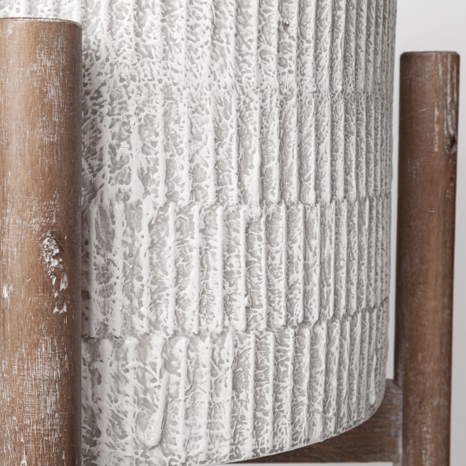 Groot Set of Two 11.8 x 23 Eggshell Ceramic Wooden Base Plant Stands — product photograph