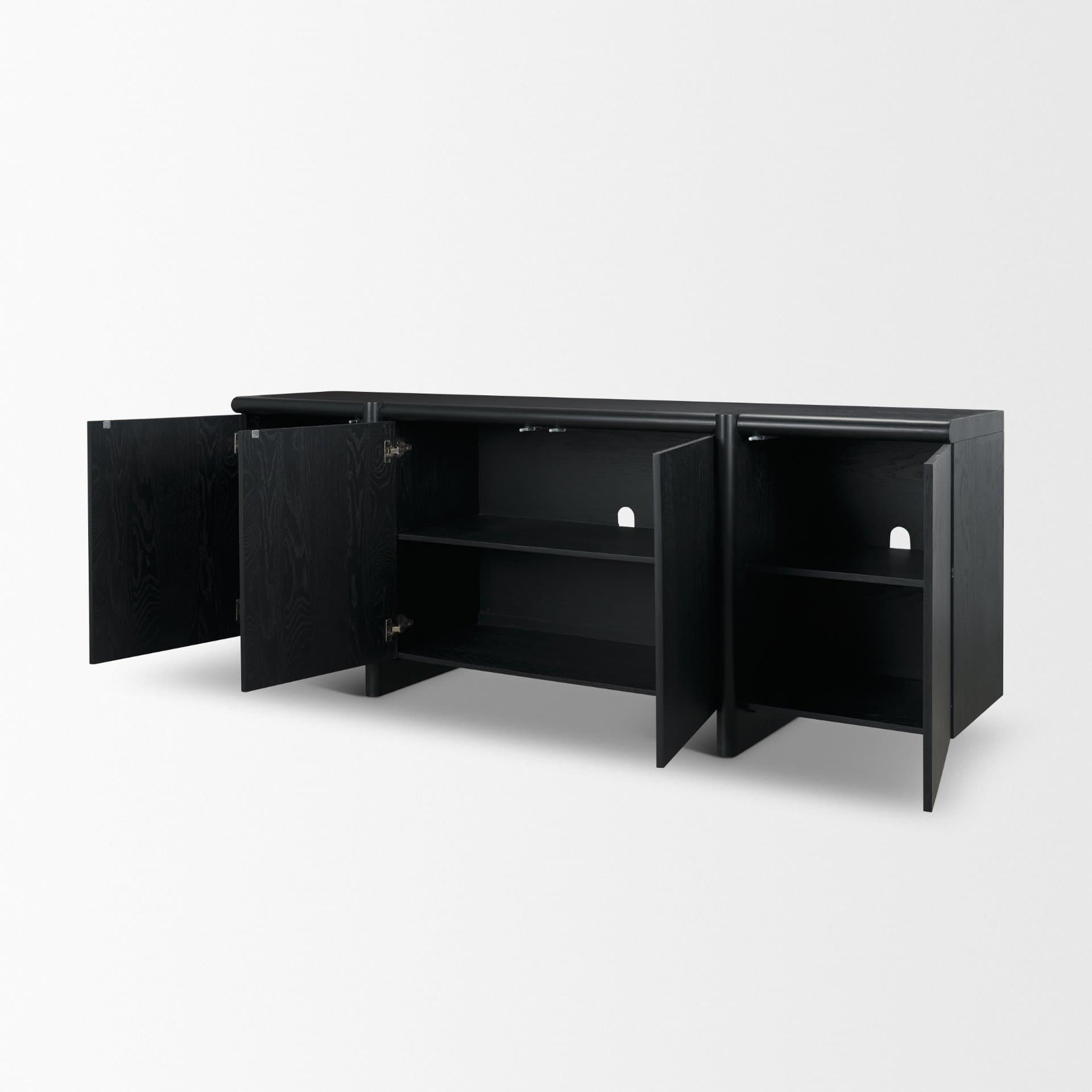 Rowan Black Oak Wood Closed 4 Door Sideboard — product photograph