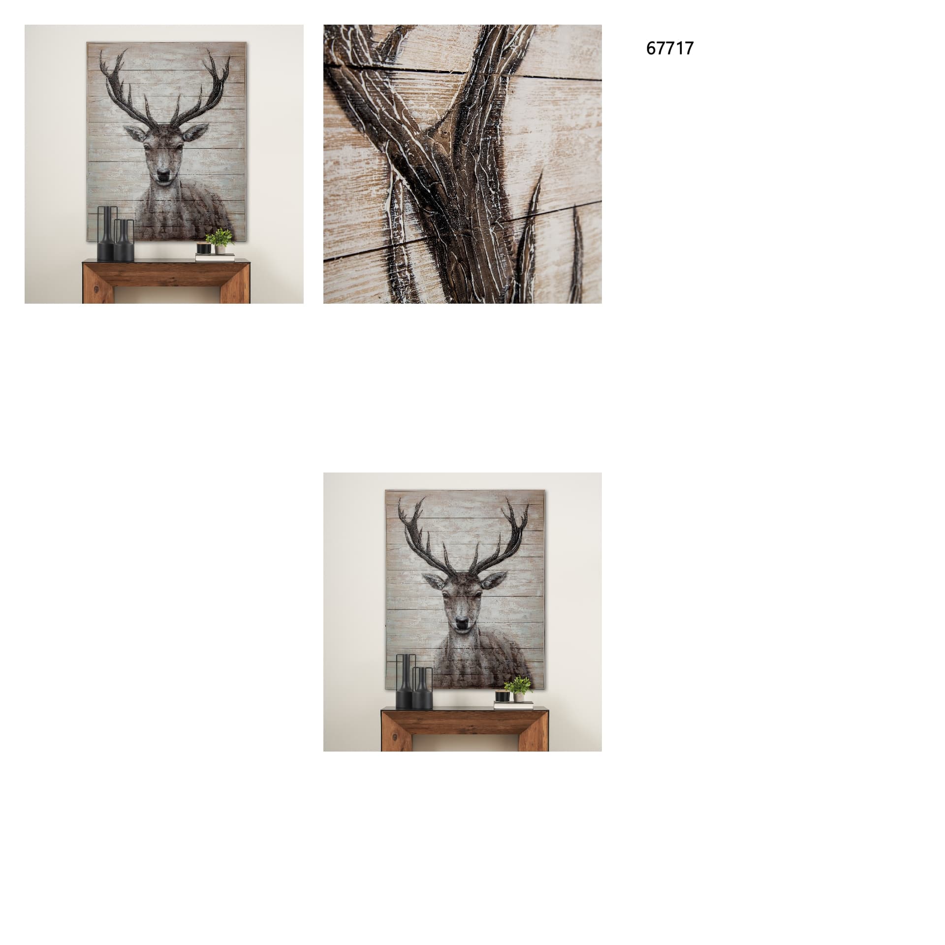 White Tail II 48x60 Deer Original Hand Painted on Wood Oil Painting — in a styled room