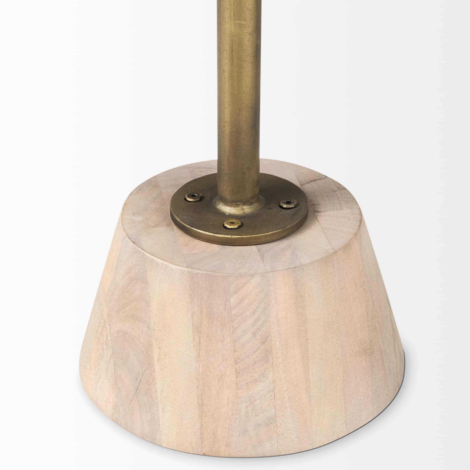 Maxwell 20" Round Light Brown Wood w/ Gold Metal Pedestal Side Table — product photograph