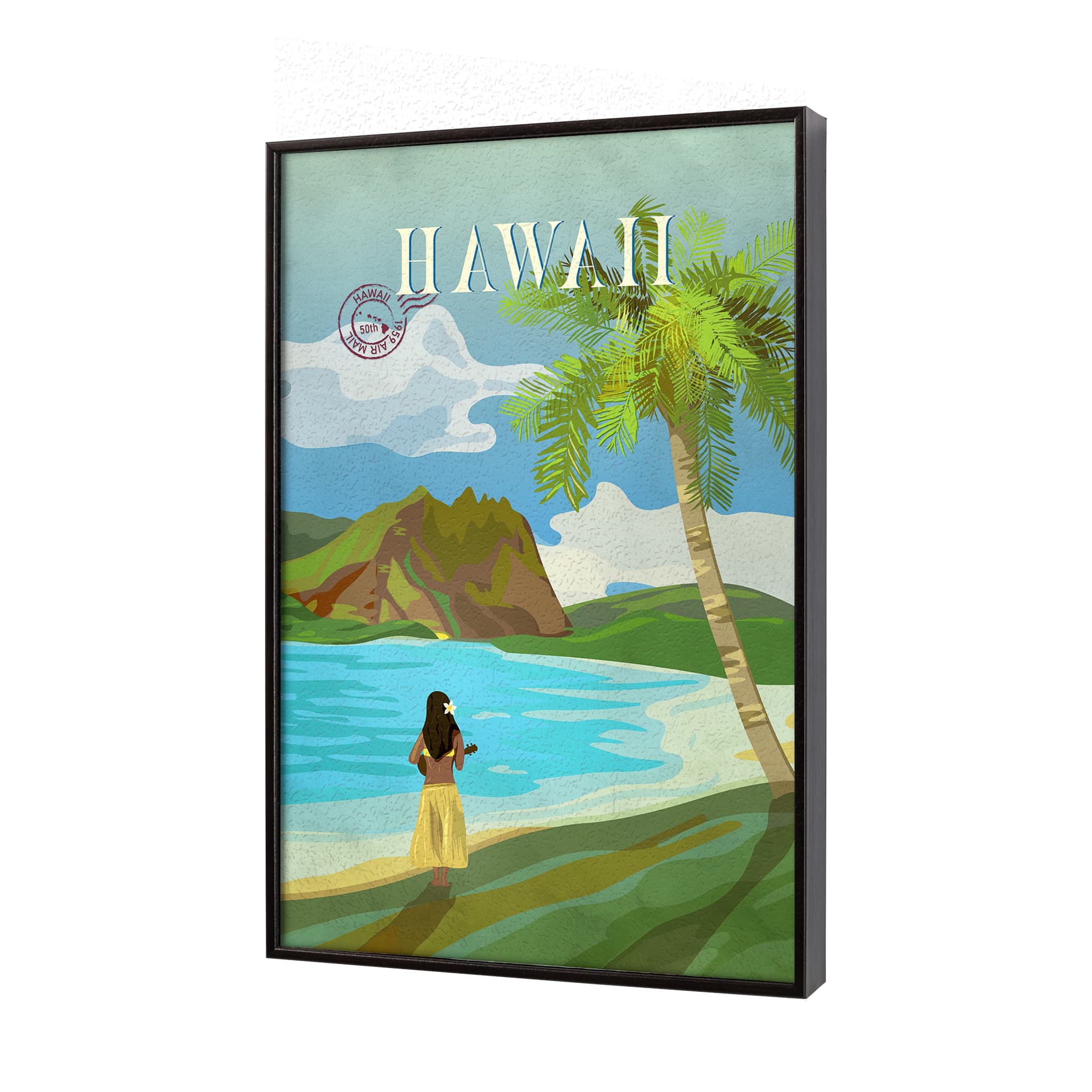 Hawaii Go USA (SM) by Mercana Studio a Hand Embellished Decograph Framed Art Print — product photograph