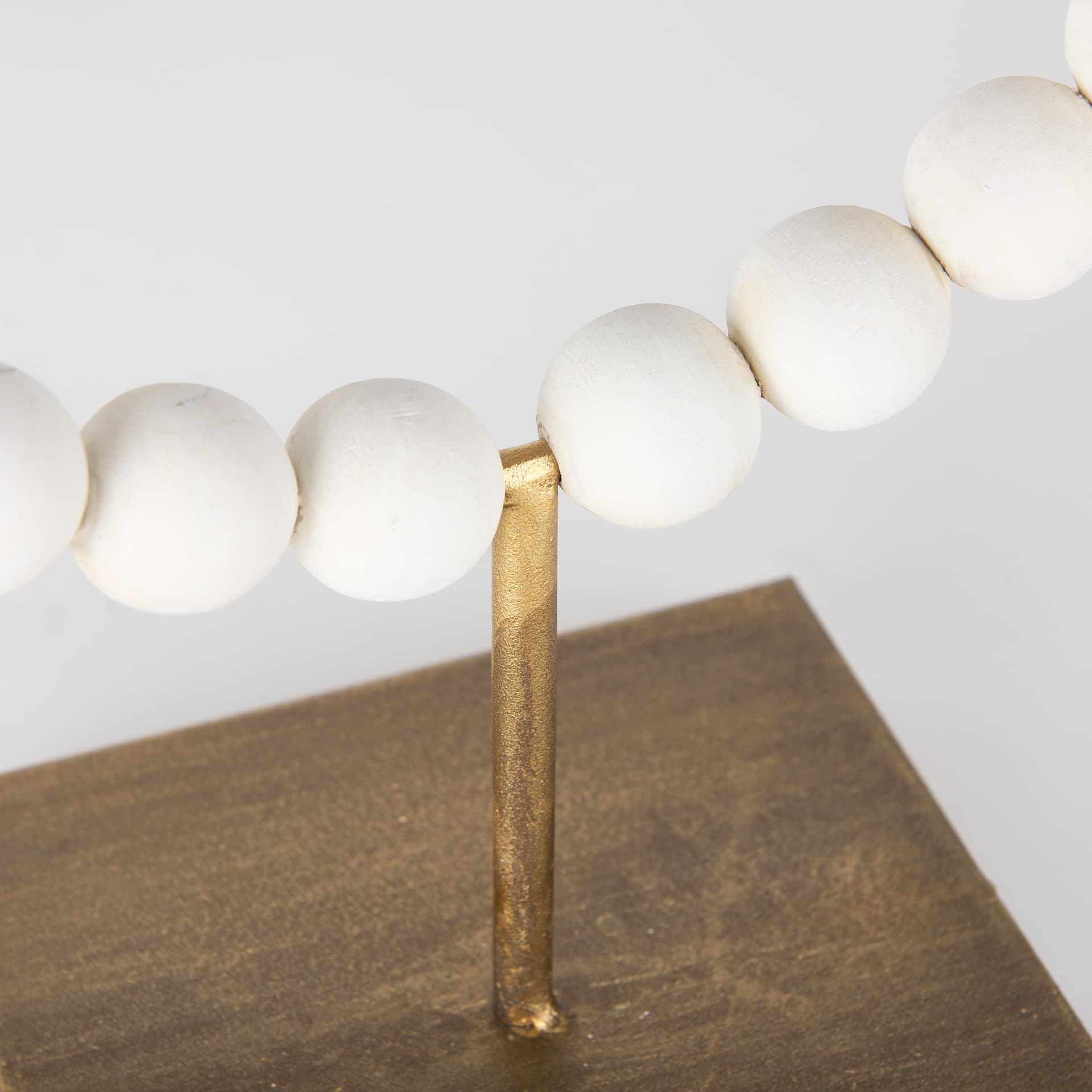 Pontchartrain II (Large) 11L x 6W White Beaded Broken Sphere Decorative Object W/ Gold Base — product photograph