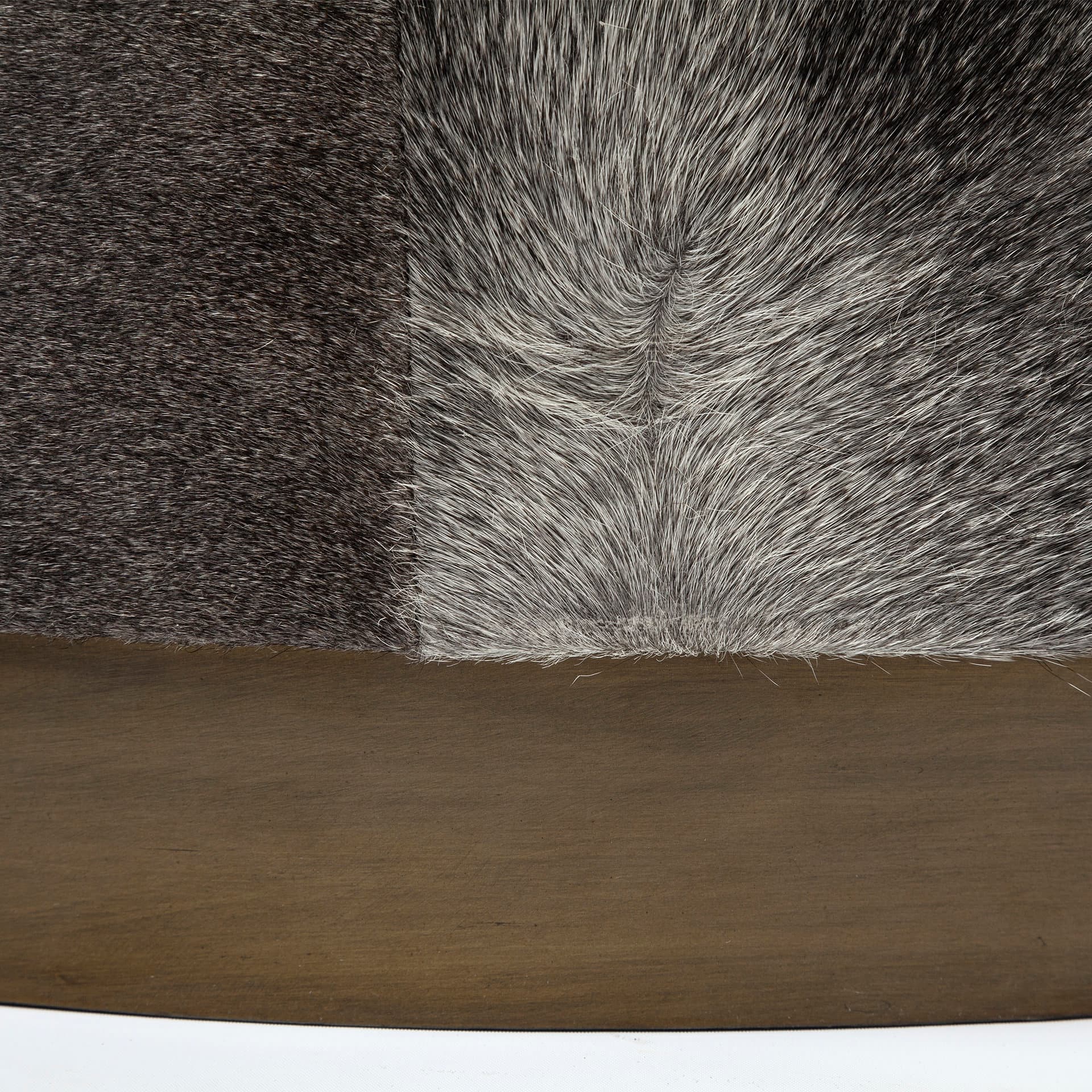Zahavi 36" Gray Hair-On-hide W/Metal Base Ottoman — product photograph