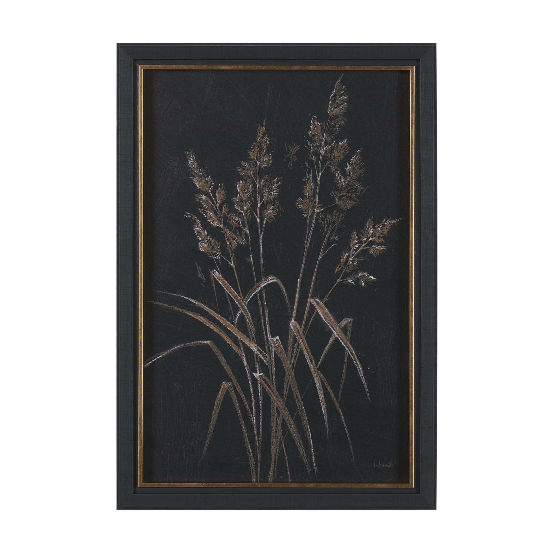 Golden Grasses V by Mercana Studio Hand Embelished Textured Framed Artwork Matted — product photograph