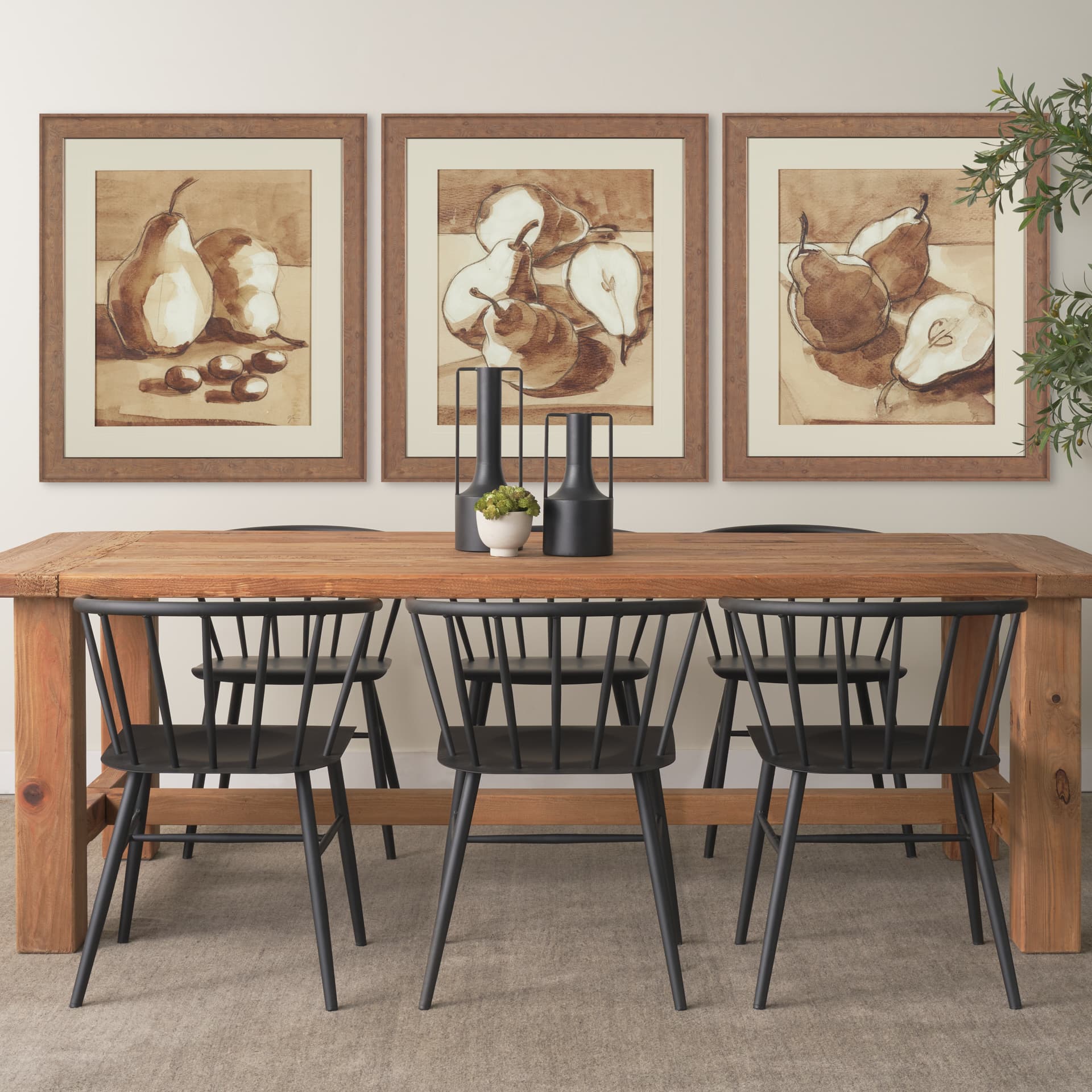 Pear Study III by Mercana Studio Hand Embelished Textured Framed Artwork Matted under Glass — in a styled room