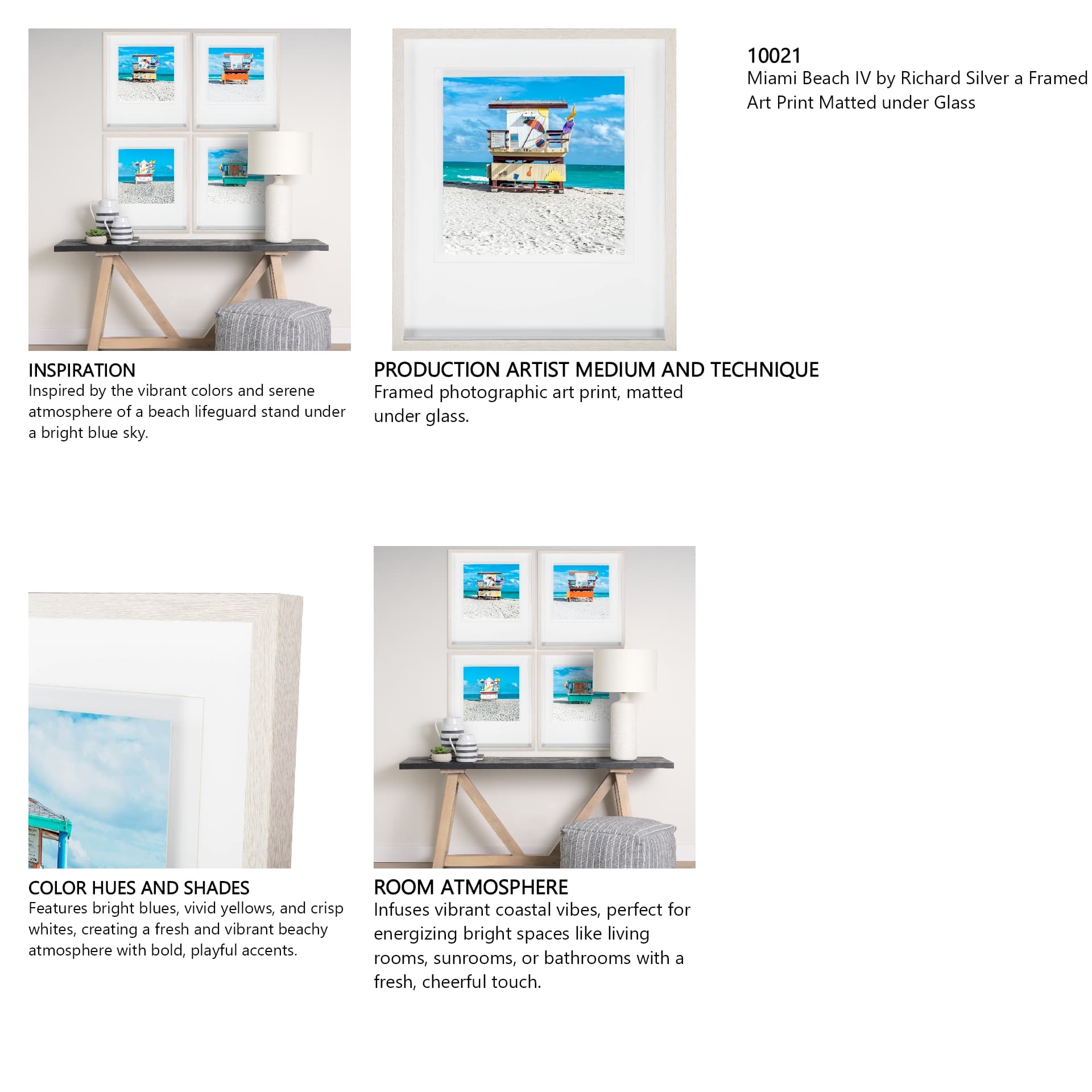 Miami Beach IV by Richard Silver a Framed Photo Art Print Matted under Glass — in a styled room