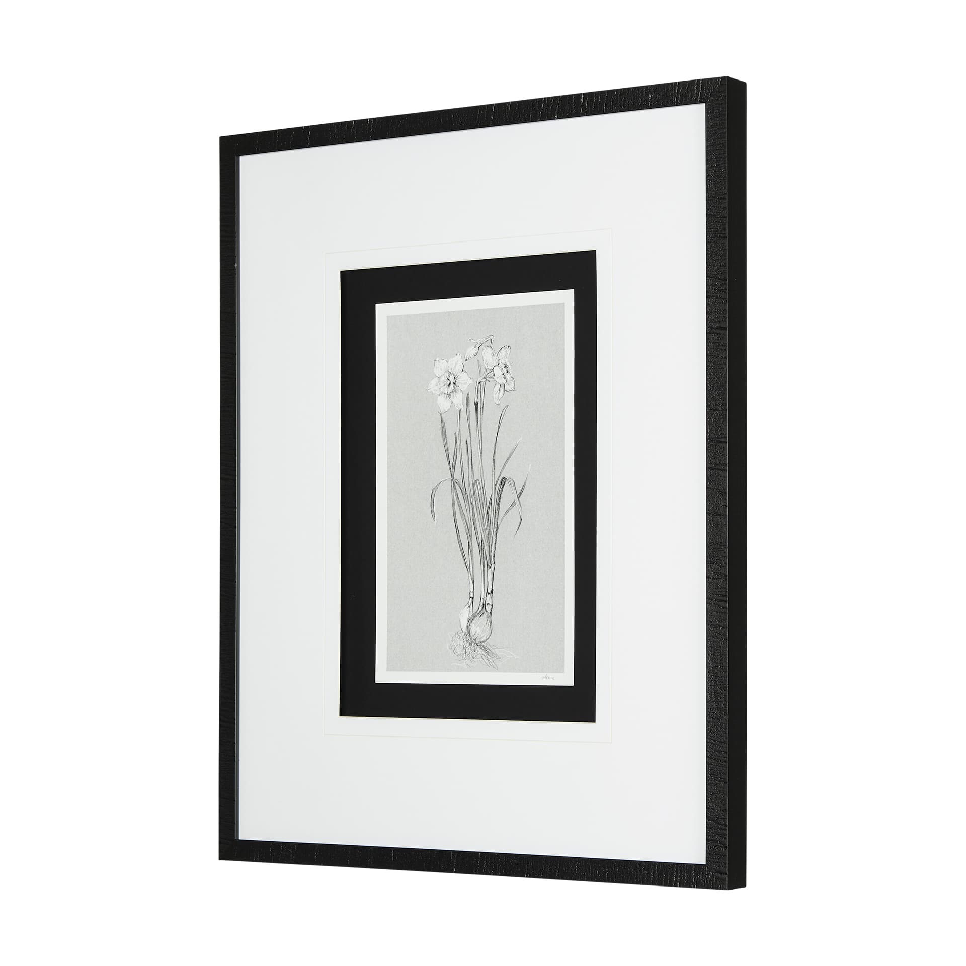 Botanical sketches II (Grey) by Mercana Studio Hand Embellished Framed Art Print Matted under Glass — product photograph