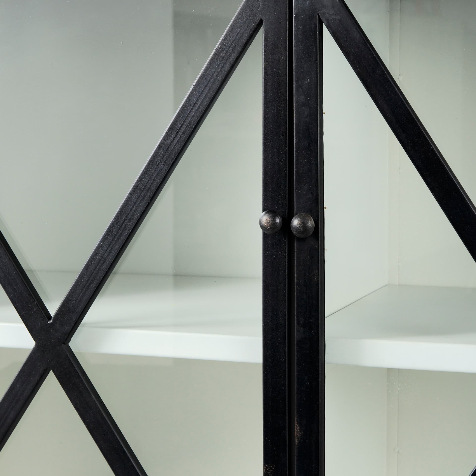 Dimitra 62.0L x 32.0W x 36.0H Dark Iron W/Glass Doors Kitchen Island — product photograph