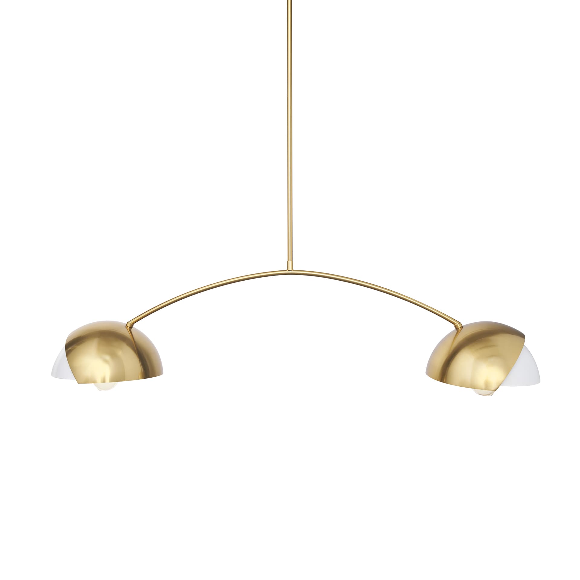 Cybill Brushed Brass w/ White Metal Shades 2-Light Chandelier — product photograph