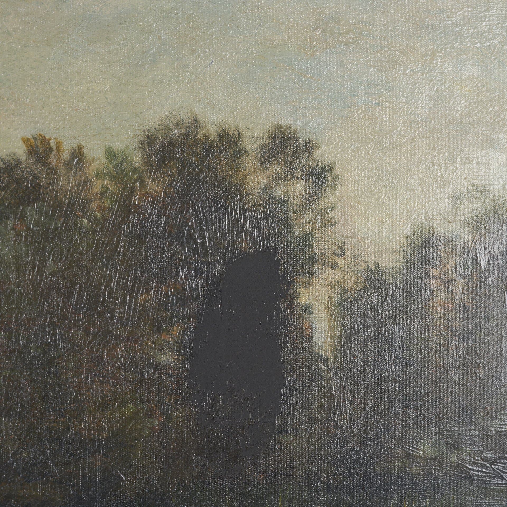 A River Landscape with Storks by Charles-Francois Daubigny Textured Framed Artwork Matted — product photograph