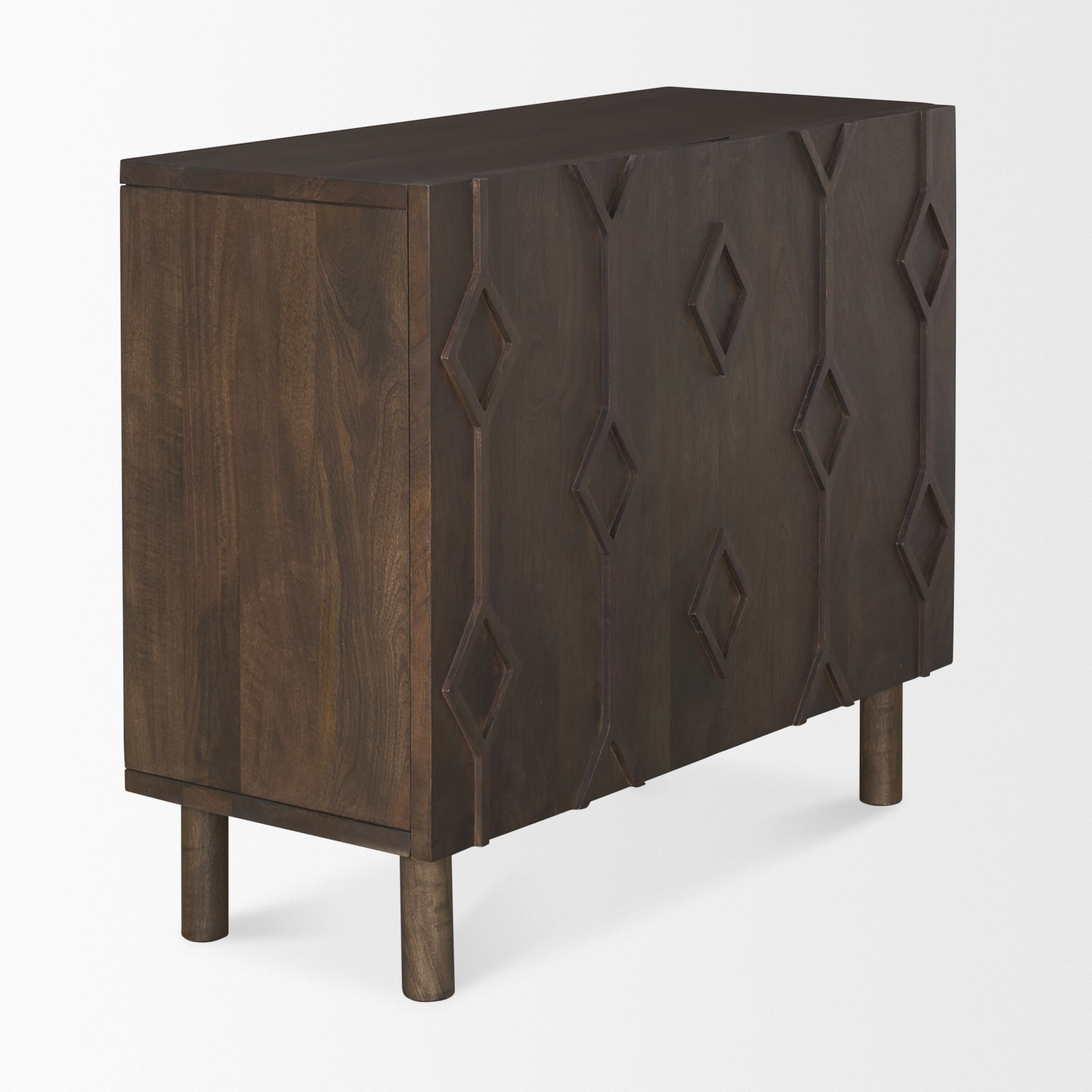 Heera Dark Brown Diamond Motif w/ Shelf Accent Cabinet — product photograph