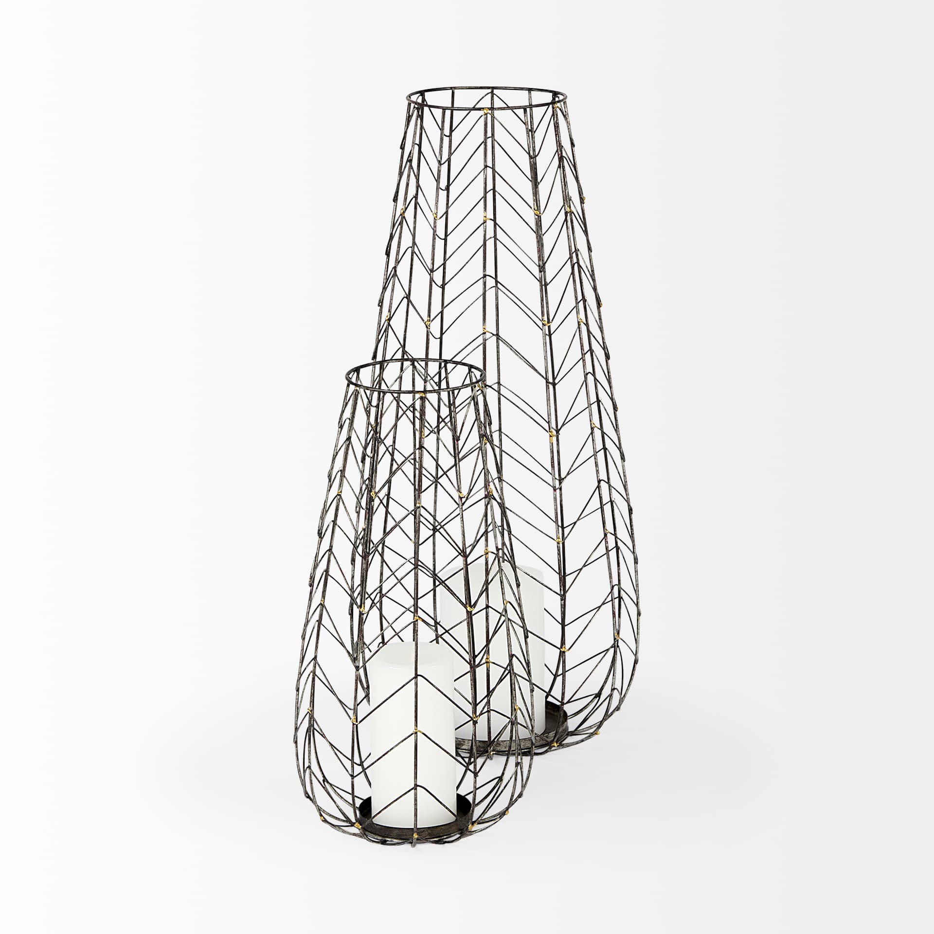 Petiole I Small Gold Toned Metal Table Candle Holder — product photograph