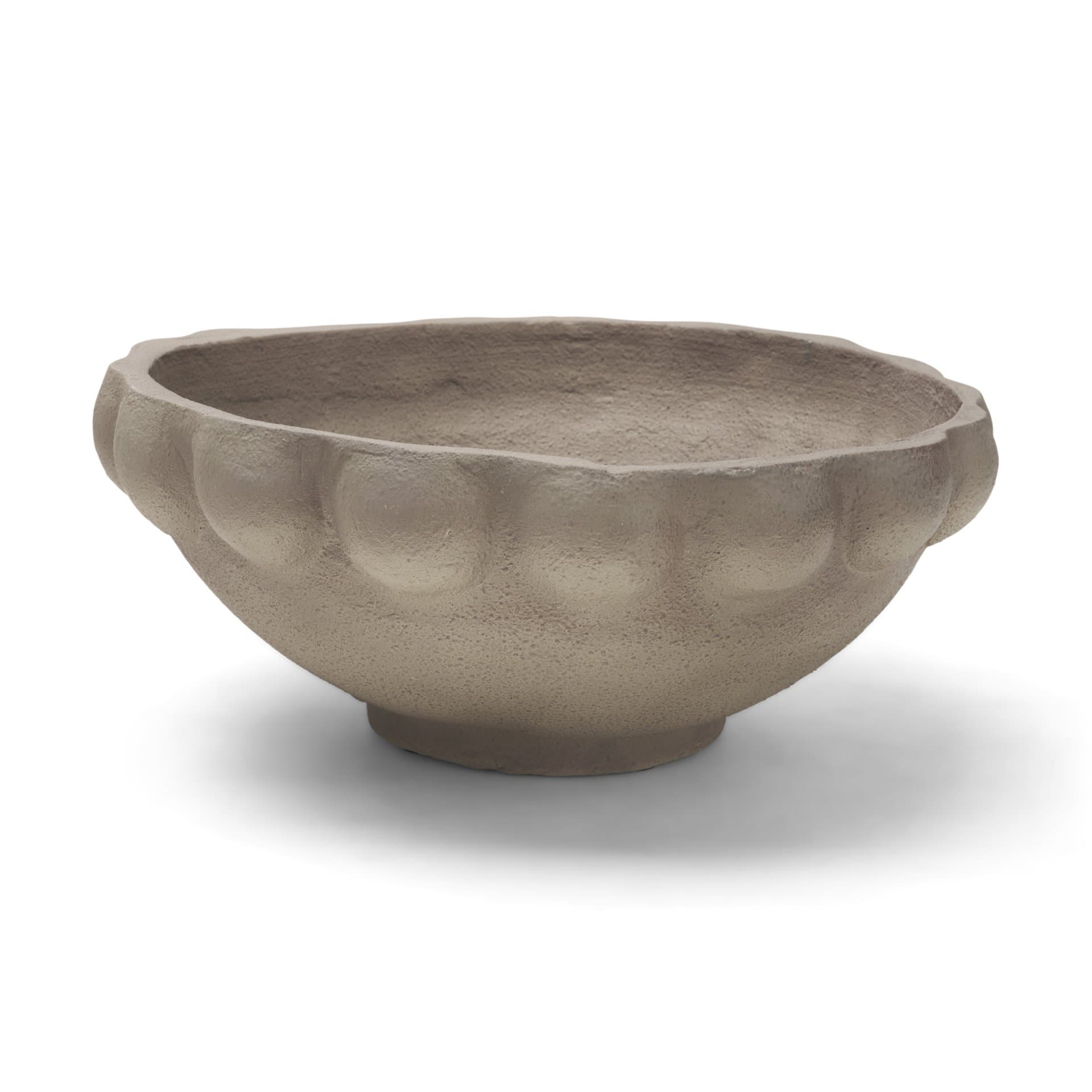 Konya Large Earthen Gray-Brown Dotted Paper Mache Centerpiece Bowl — product photograph