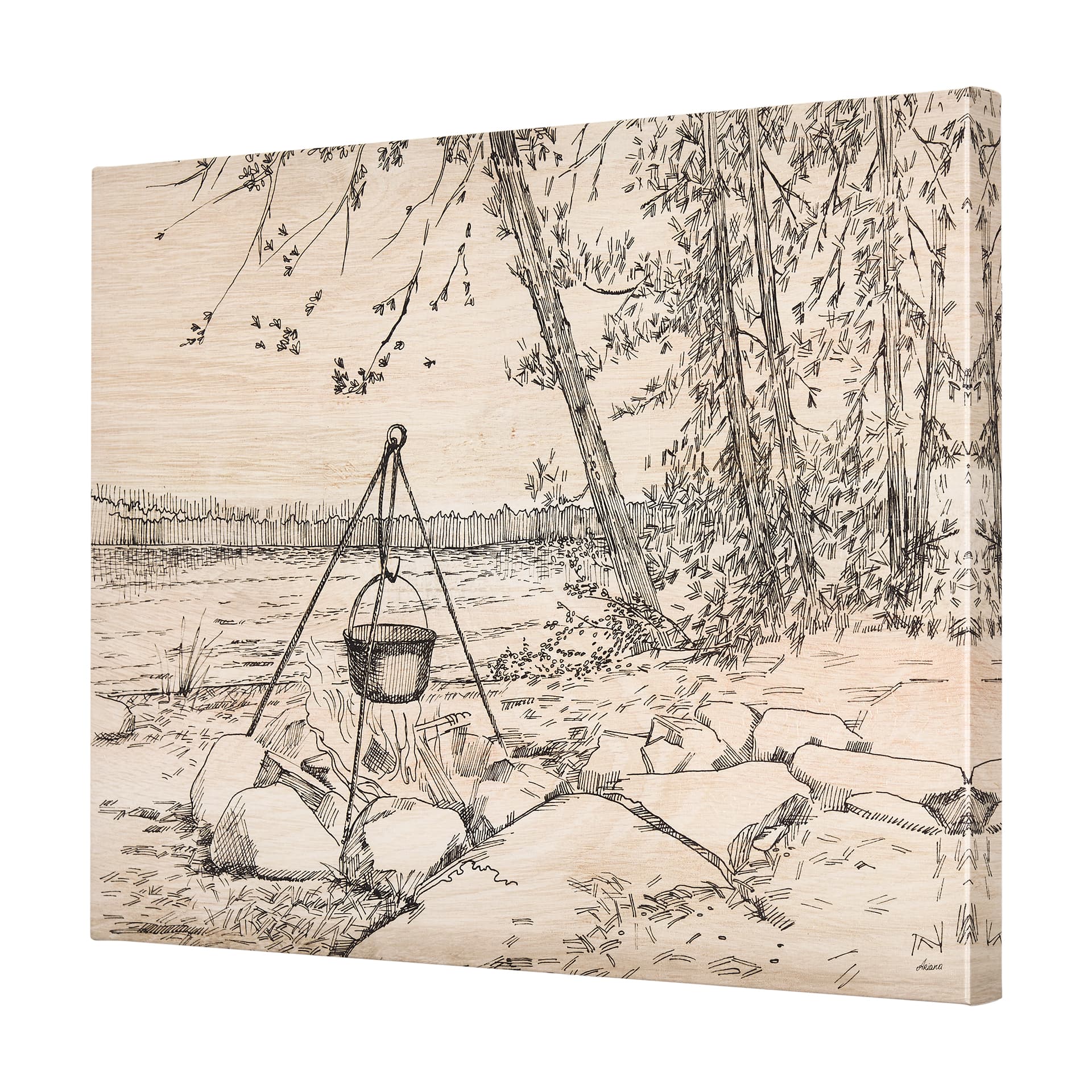 Fireside II by Mercana Studio a Hand Embellished Textured Canvas — product photograph