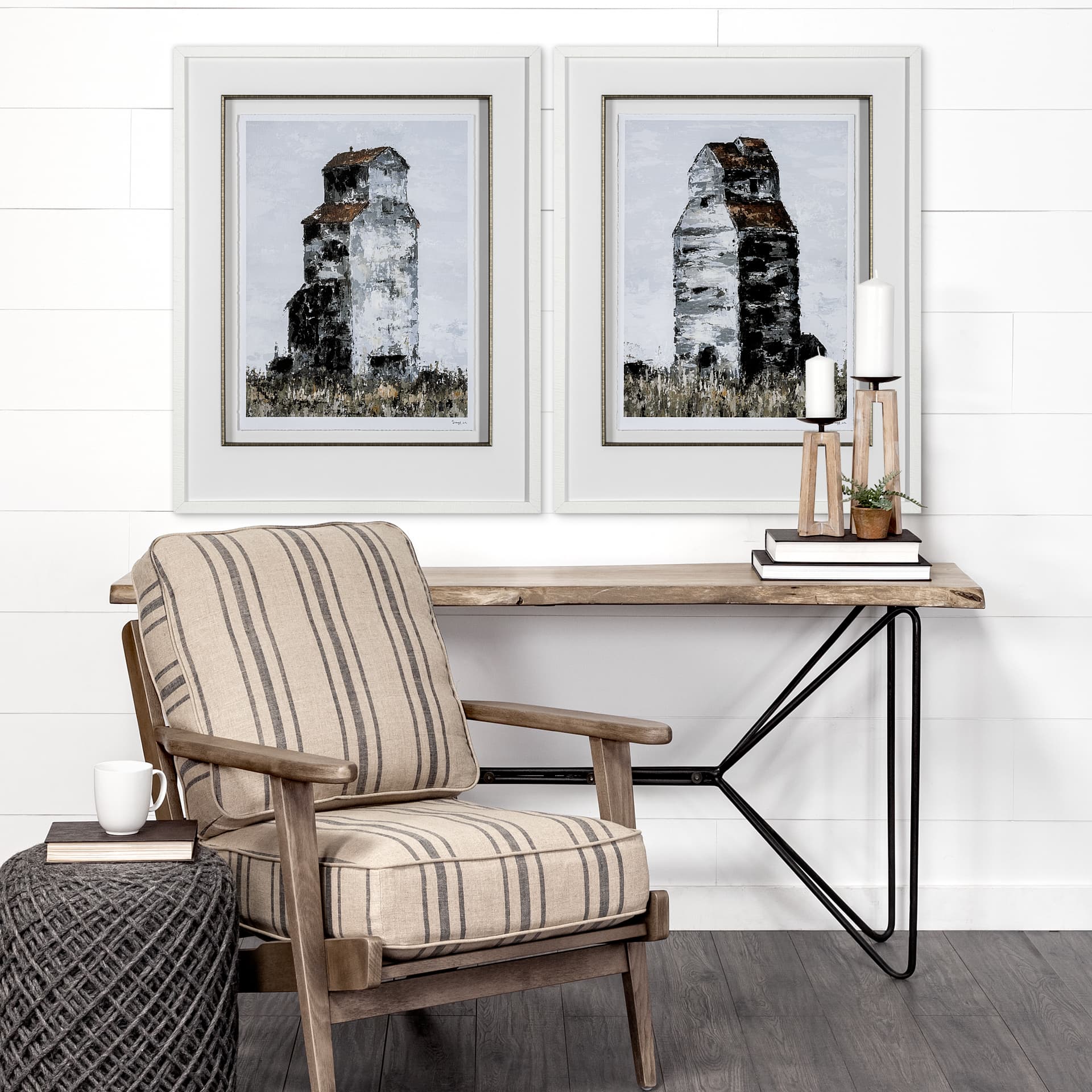 Abandoned Grain Elevator I by Mercana Studio Hand Embellished Framed Art Print Matted under Glass — in a styled room