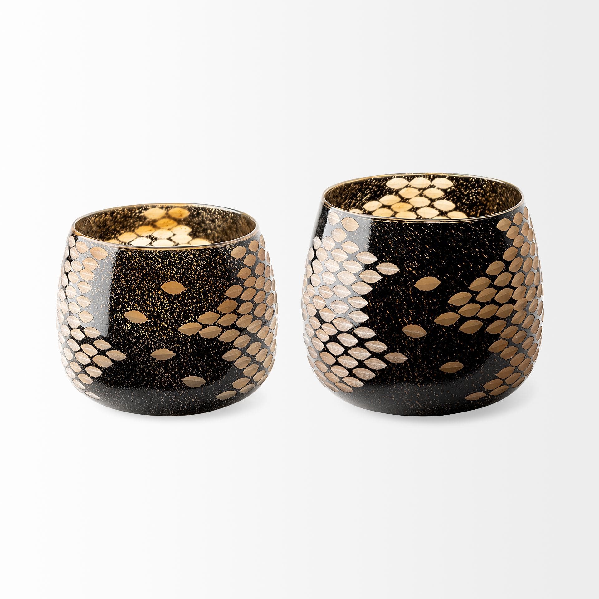 Mojave Large Black and Gold Detail Glass Vase — product photograph