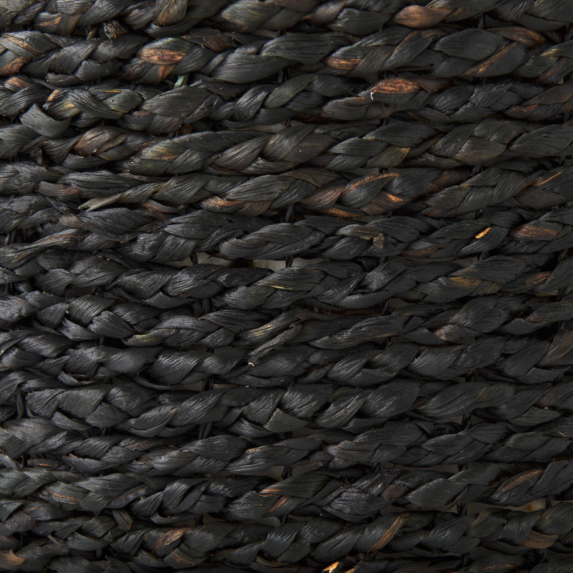 Dina 17.7L x 17.7W x 17.7H Black Cornhusk and Water Hyacinth Round Pouf — product photograph