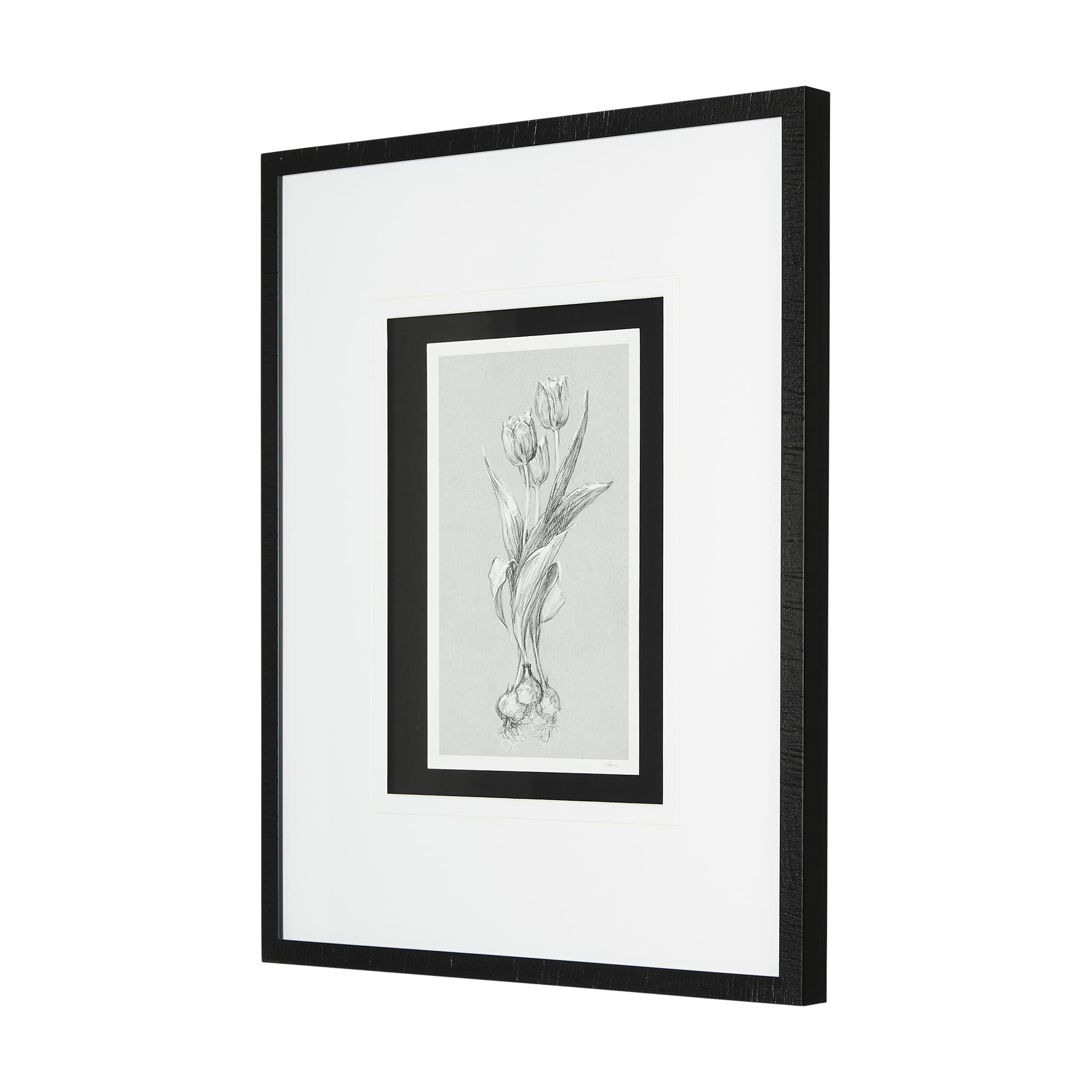 Botanical sketches I (Grey) by Mercana Studio Hand Embellished Framed Art Print Matted under Glass — product photograph