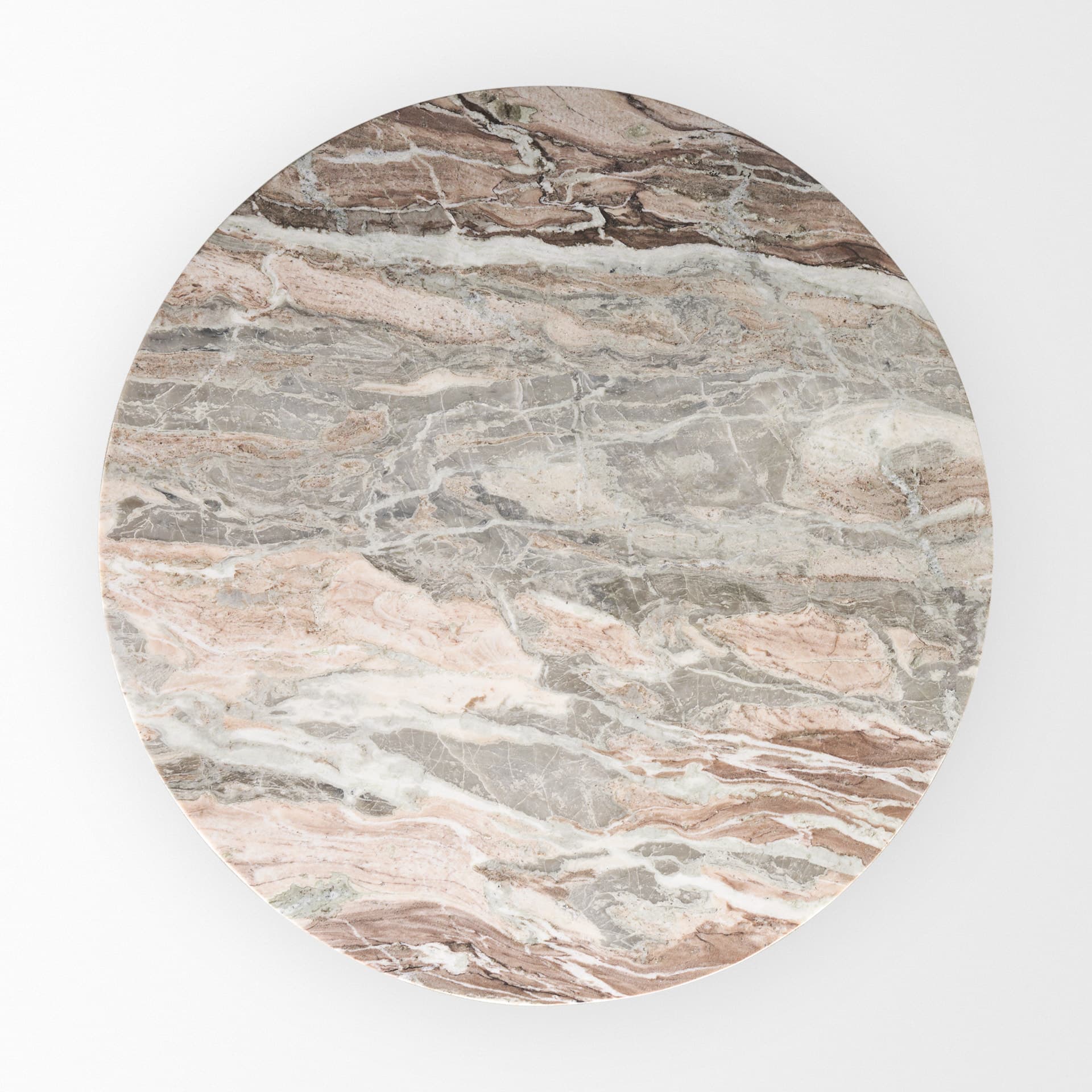 Allyson 54" Round Pedestal Dining Table | Savar Pink Marble & Brown Wood | Seats 6 — product photograph