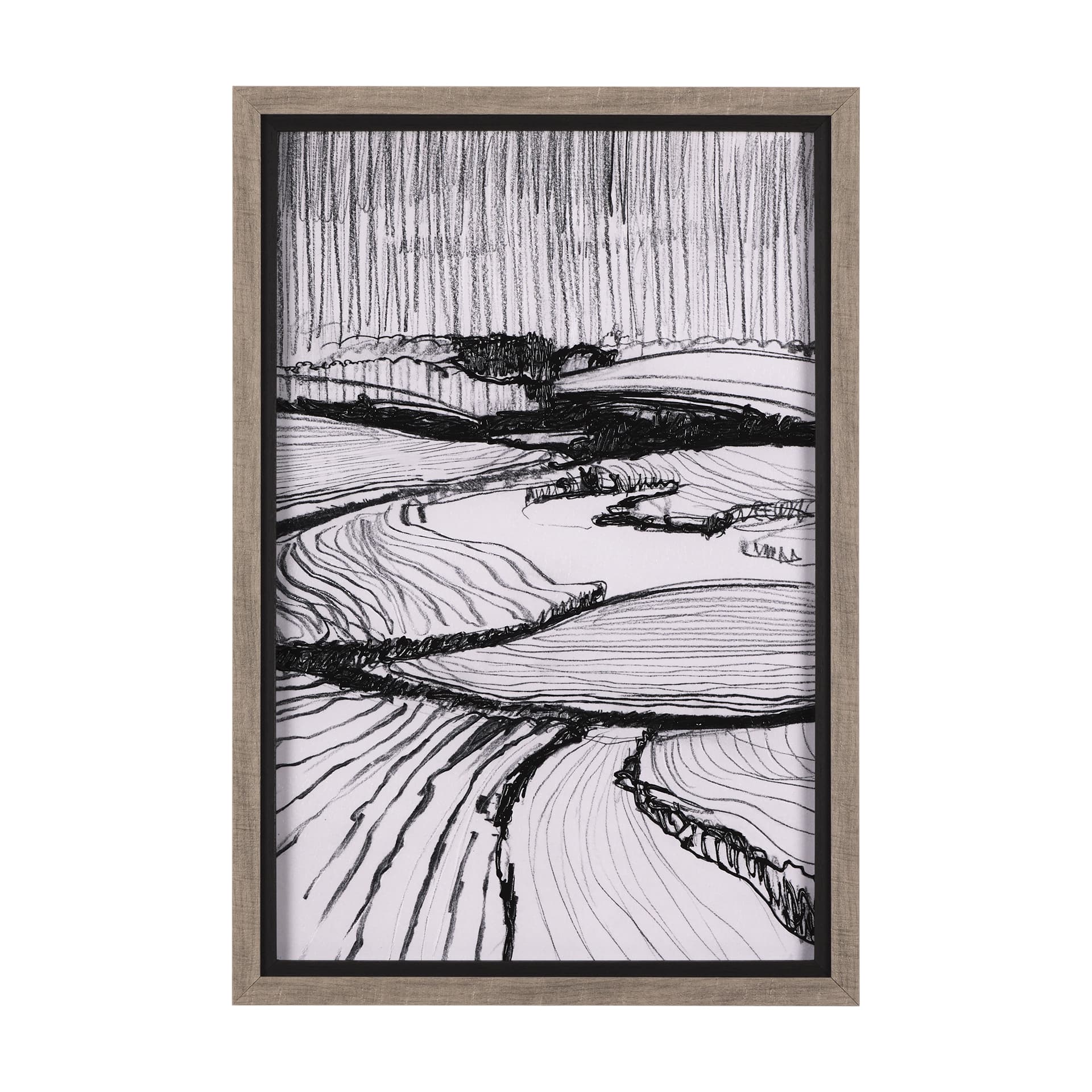 Rural Sketch-I by Mercana Studio a Hand Embellished Textured Framed Art Print — product photograph