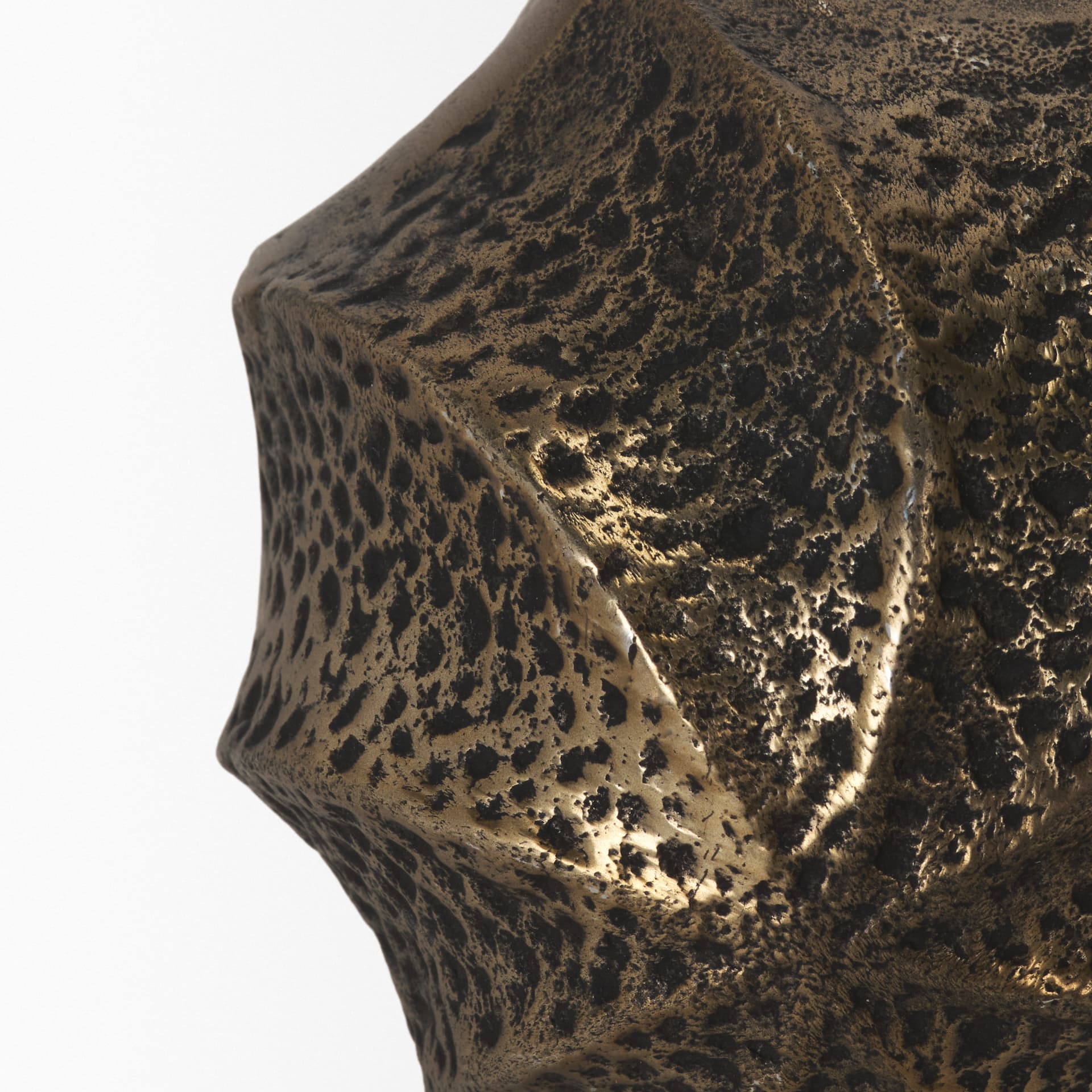 Imani Large Sculptural Textured Antiqued Gold Metal Decorative Orb Object — product photograph