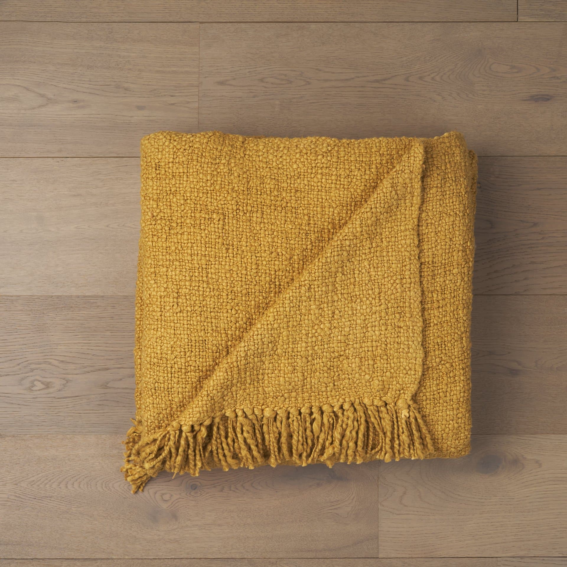 Kambal Mustard Woven Cotton Throw Blanket — product photograph