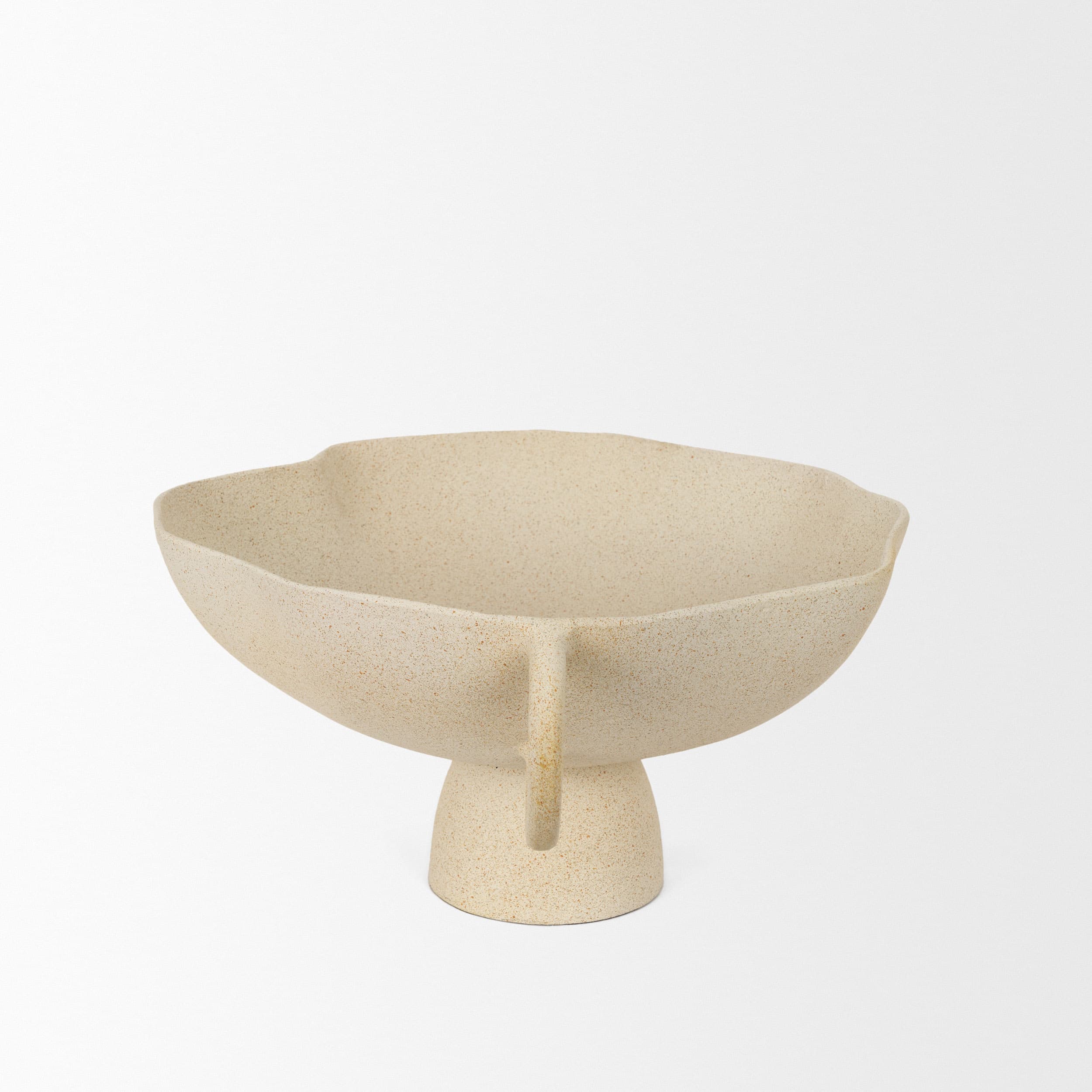 Radka Beige Textured Large Metal Decorative Bowl — product photograph