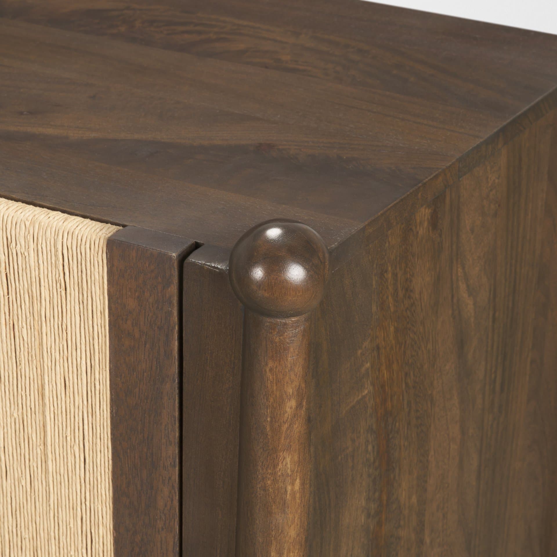 Bondi 85" Dark Brown Wood w/ Paper Rope 4 Door Closed Sideboard — product photograph