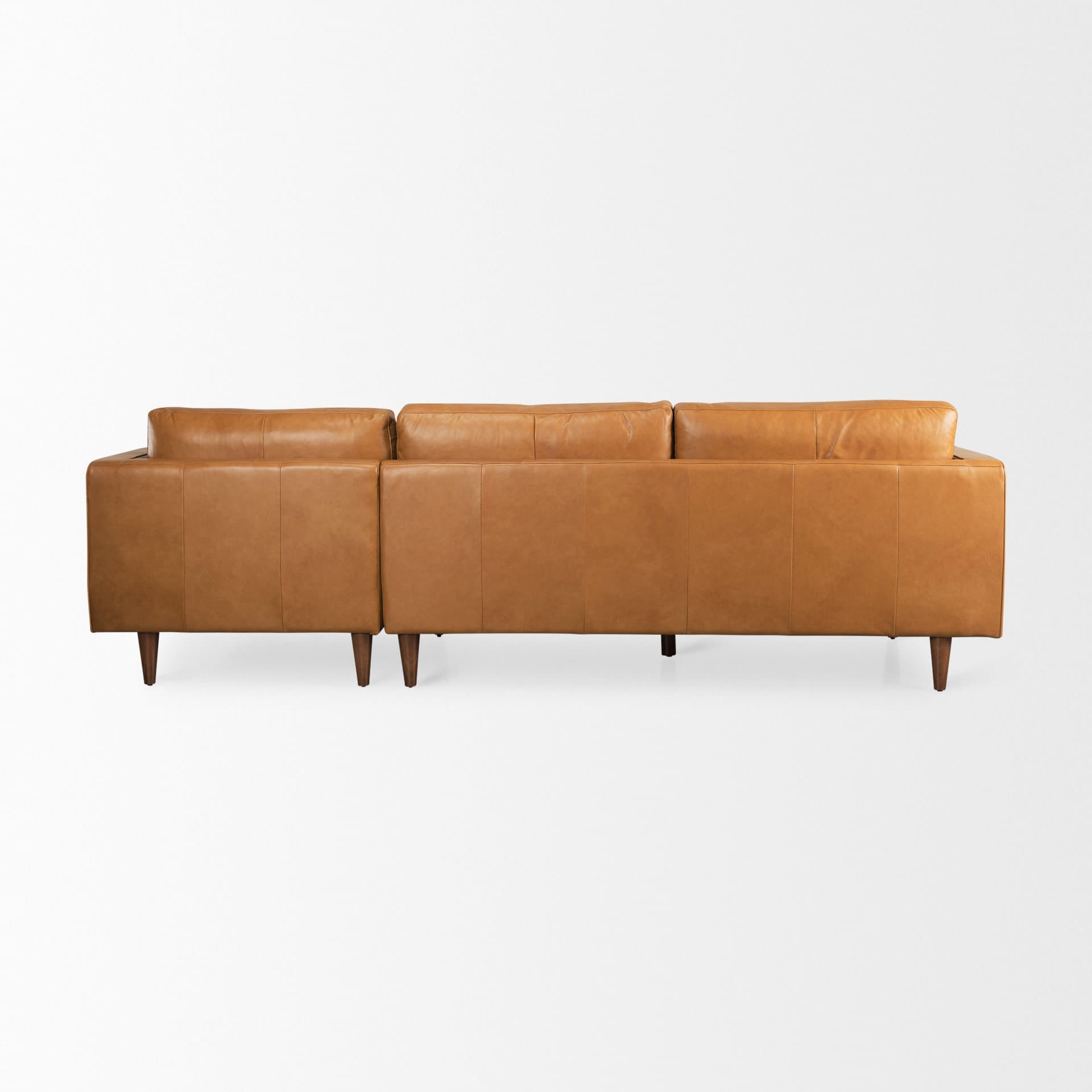 Svend 111.4L x 68.0W x 33.9H Tan Leather Right Chaise Sectional Sofa — product photograph