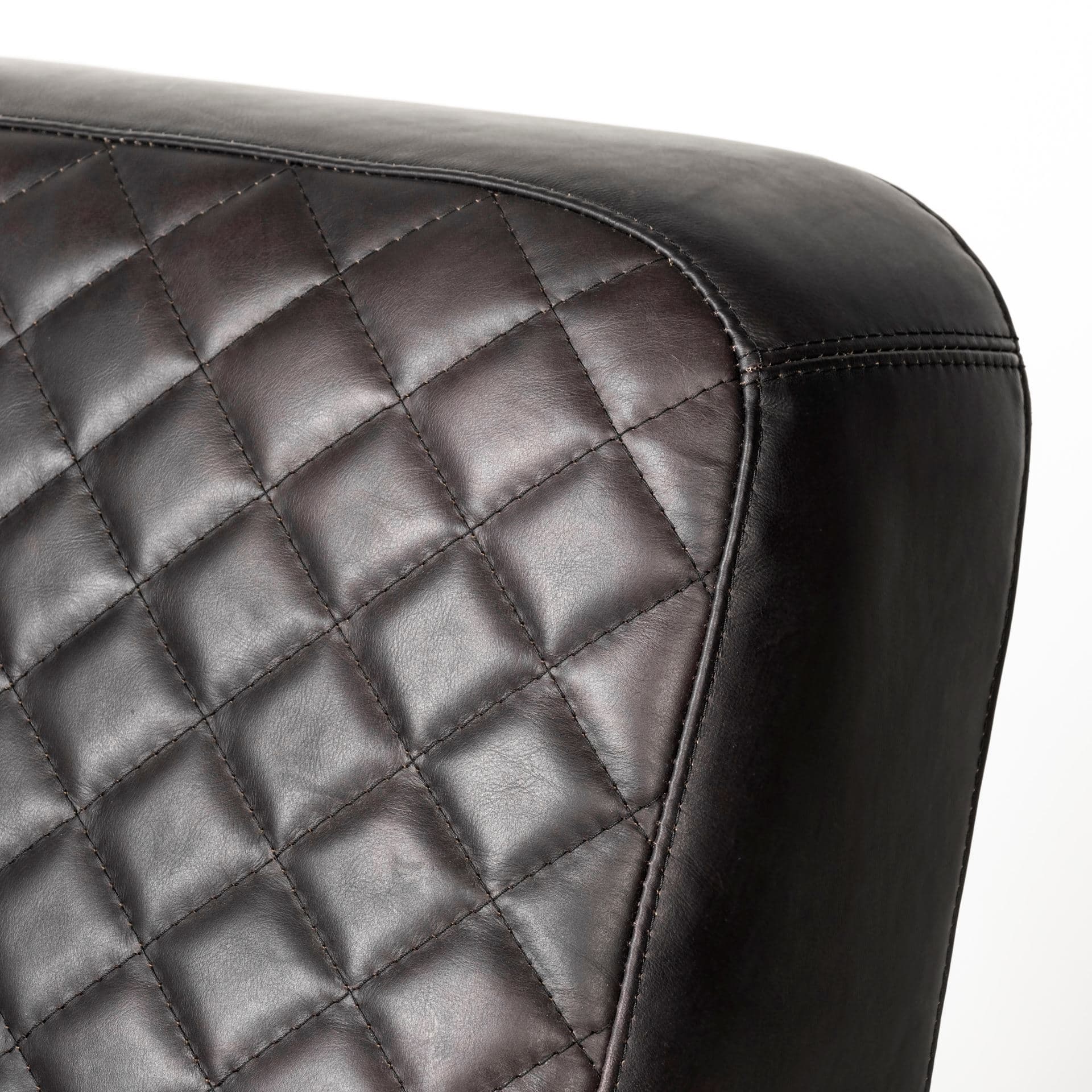 Horace I Black Leather Diamond Pattern w/Gold Iron Frame Accent Chair — product photograph