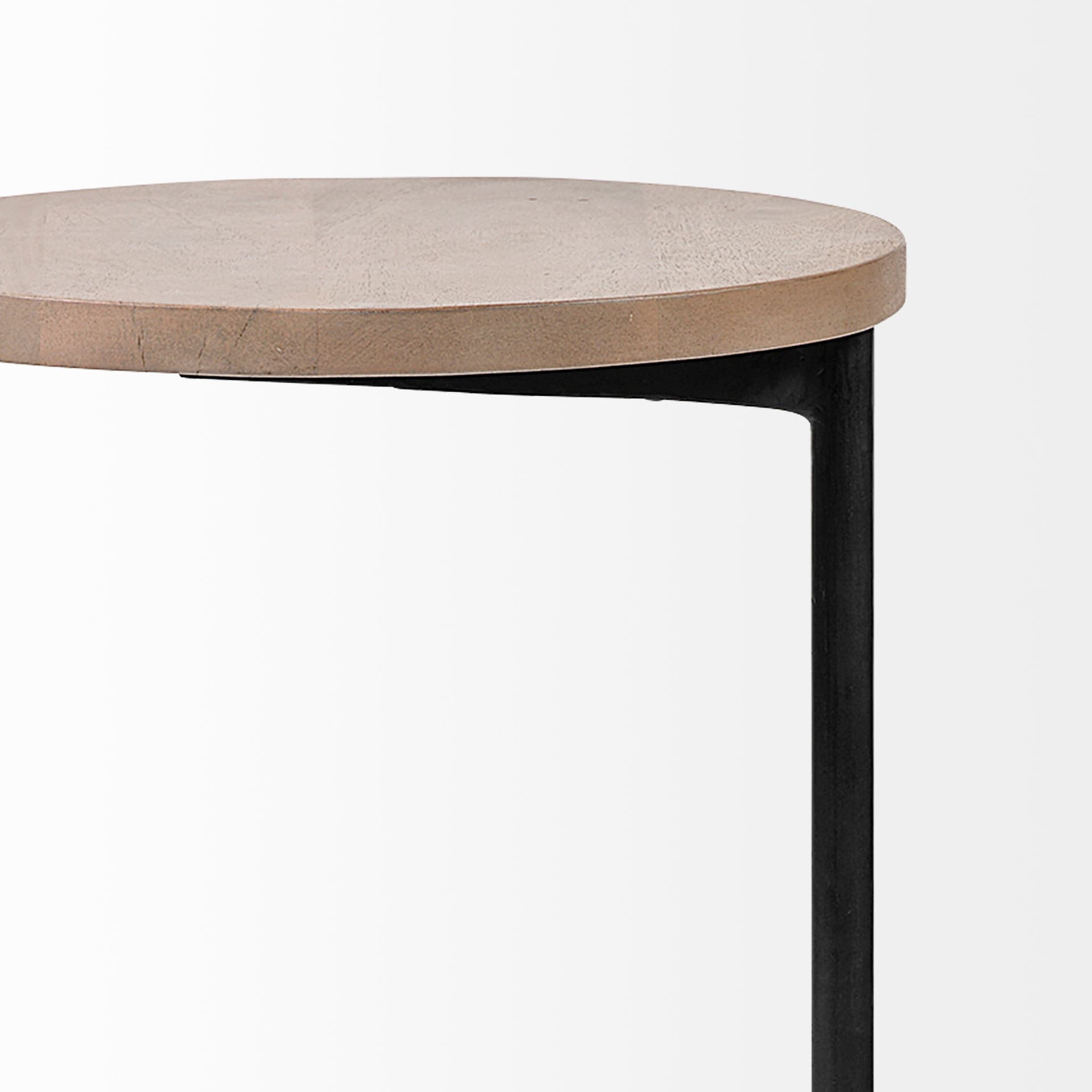 Ballatine 15L x 15W x 27H Brown Wood Round Top w/ Black Metal Base Accent Table — product photograph