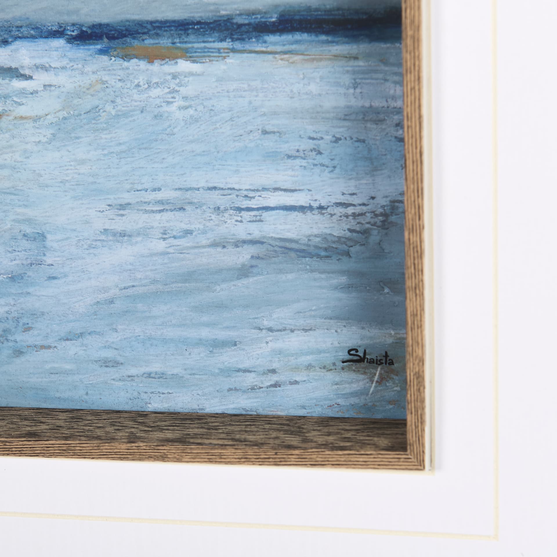 Cloud Bay I by Mercana Studio a Hand Embellished Textured Framed Art Print Matted under Glass — product photograph