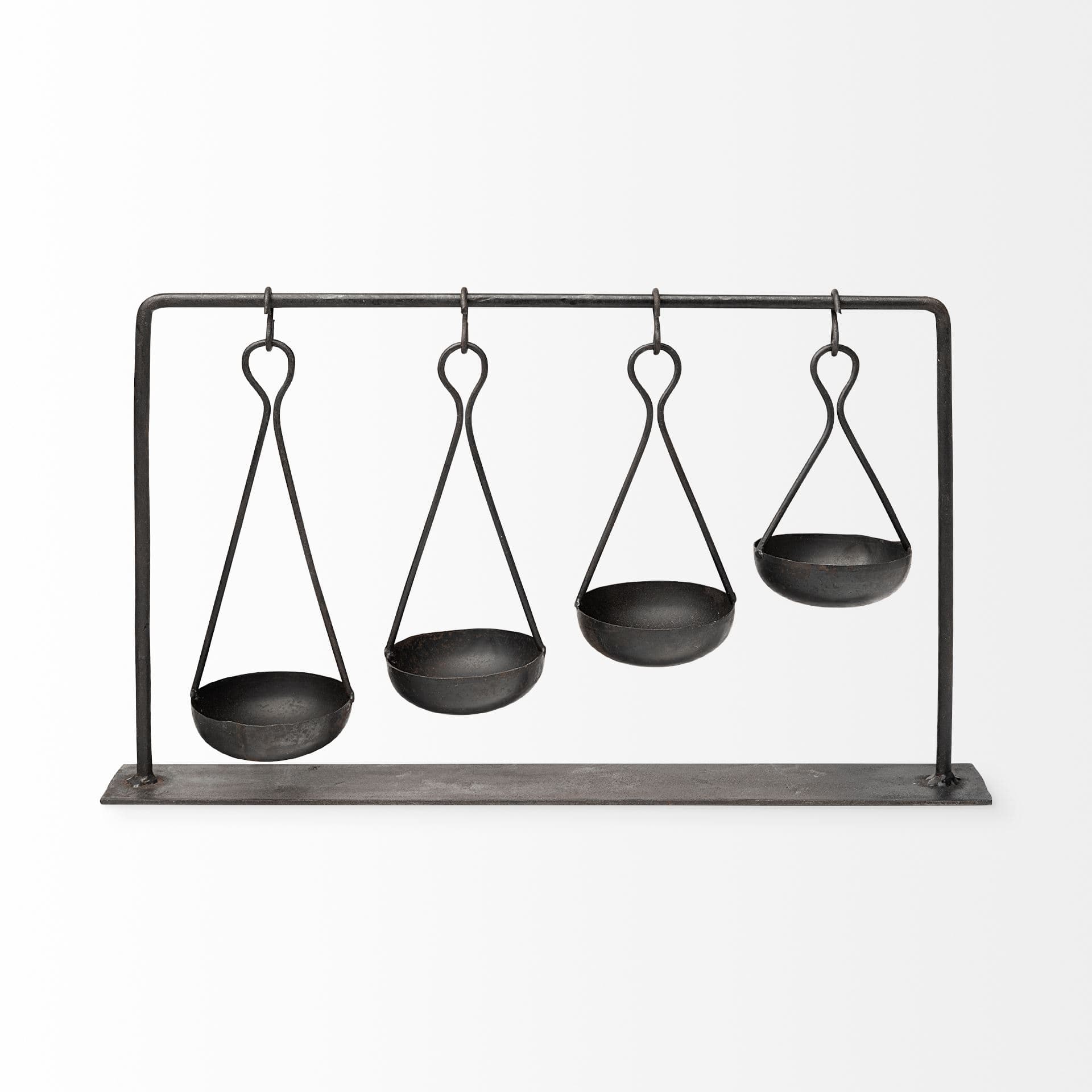Enos 19L x 3W Black Metal 4 Bowl Ancient Spice Market Decorative Display — product photograph