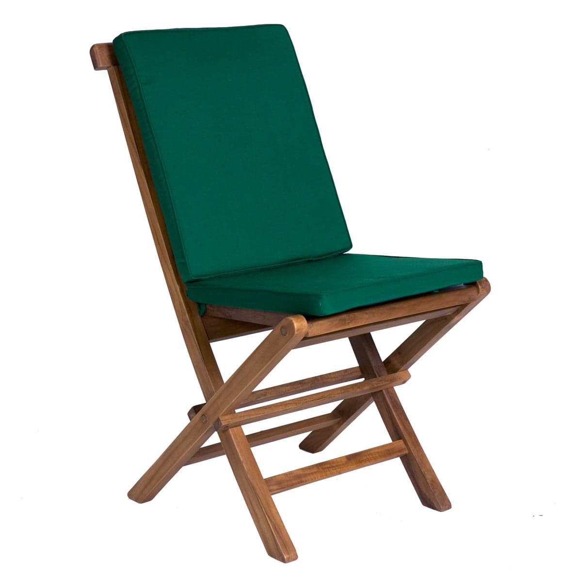 9-Piece Teak Extension Patio Table and Folding Dining Chairs Set - Green Cushions — product photograph