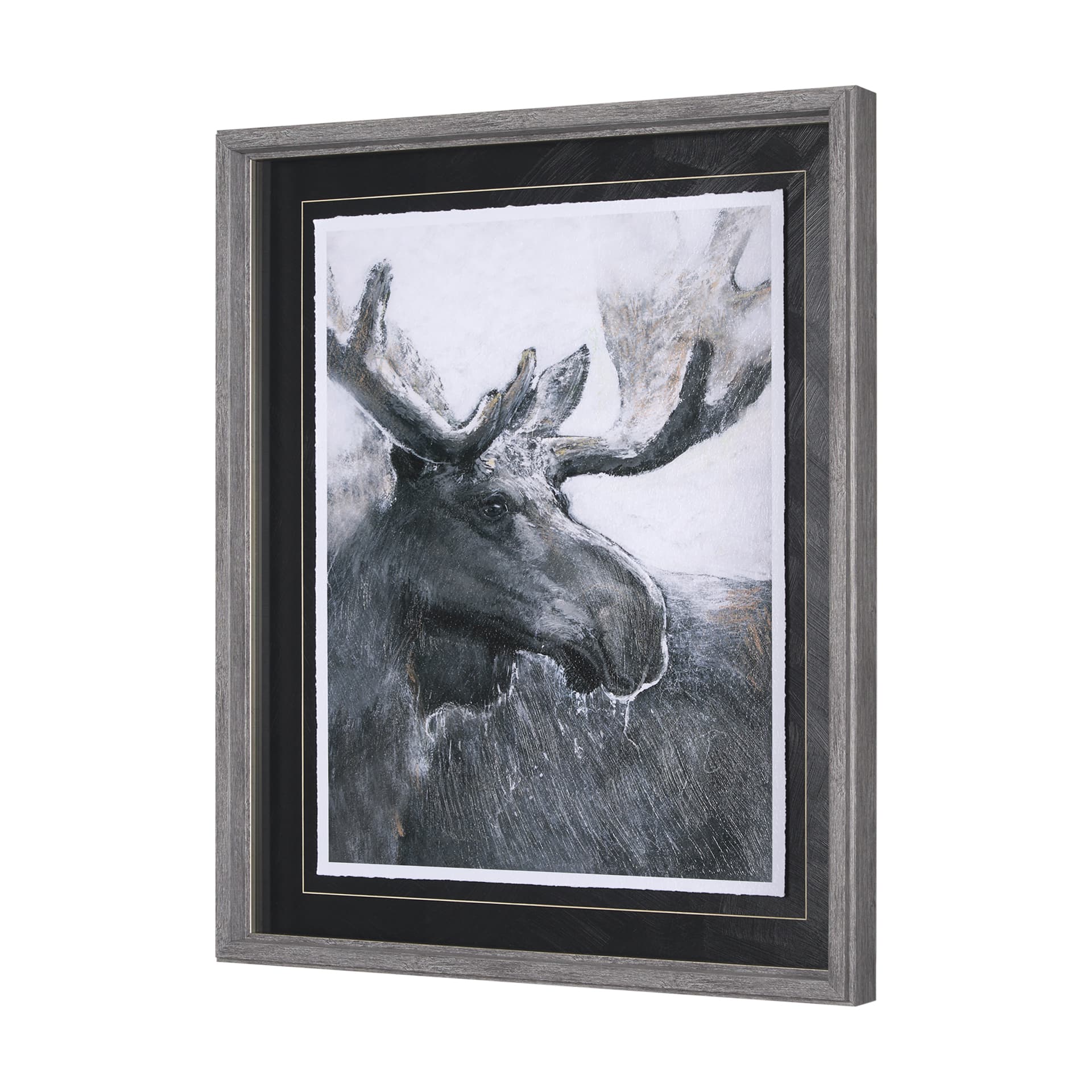 Animal Portrait I (Moose) by Mercana Studio Hand Embellished Framed Art Print Matted under Glass — product photograph