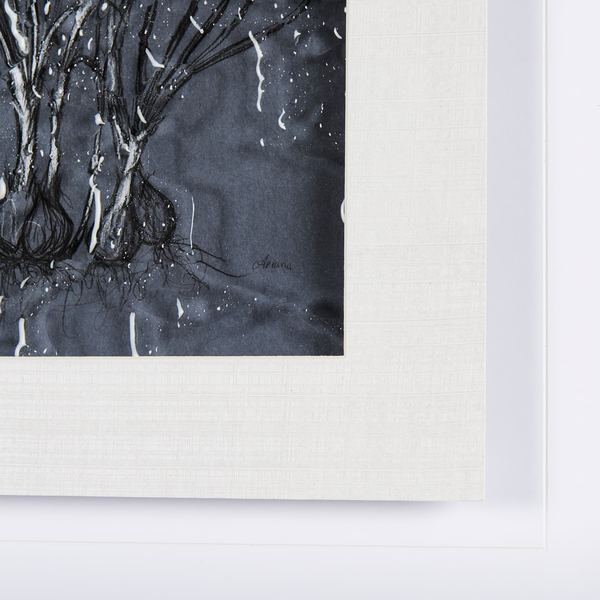 Botanical sketches V (Blue) by Mercana Studio Hand Embellished Framed Art Print Matted under Glass — product photograph