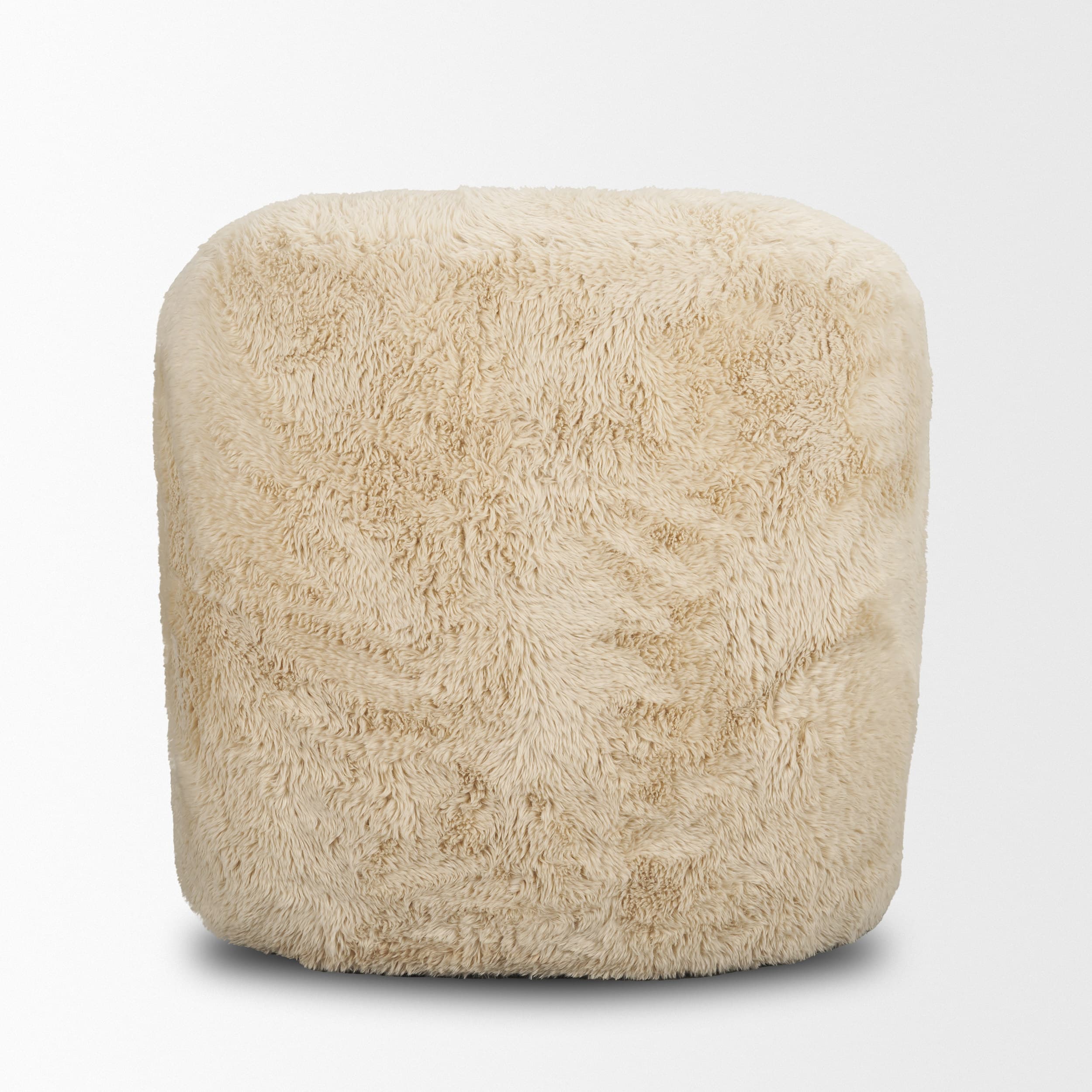 Huntley Cream Faux Fur Fabric Swivel Accent Chair — product photograph