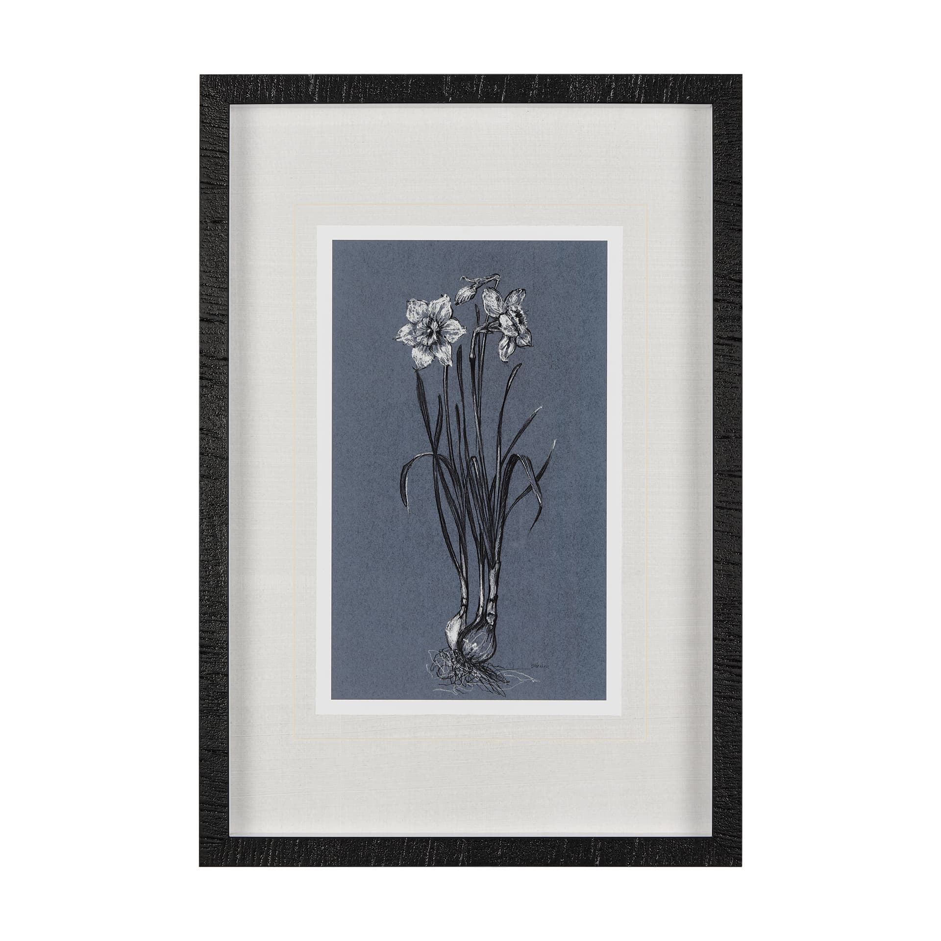 Botanical sketches I (Blue) by Mercana Studio Hand Embellished Framed Art Print Matted under Glass — product photograph