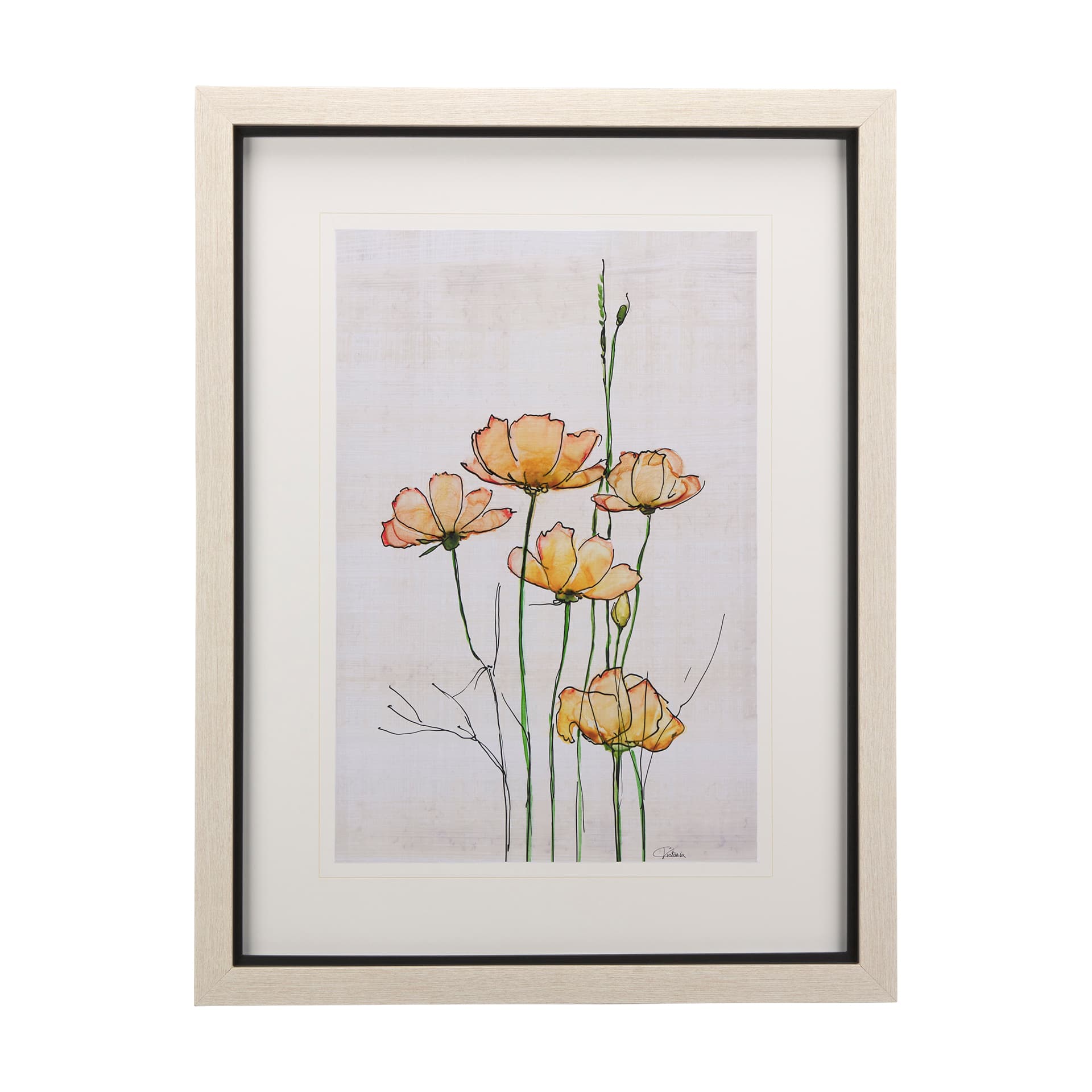 Meadow flowers III by Mercana Studio a Hand Embellished Textured Framed Art Print Matted under Glass — product photograph