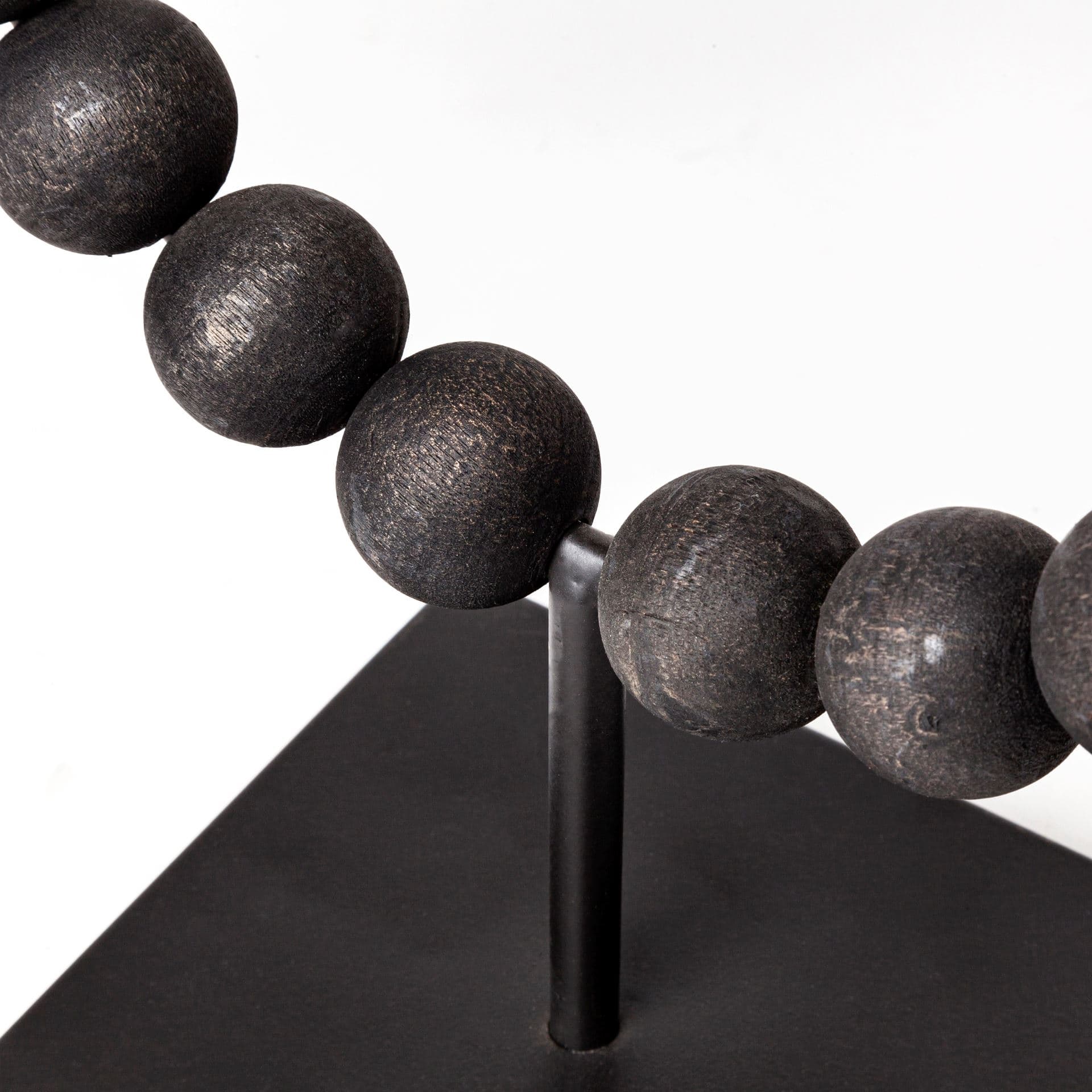 Tulane I (Small) 9L x 5W Black Beaded Broken Sphere Decorative Object — product photograph
