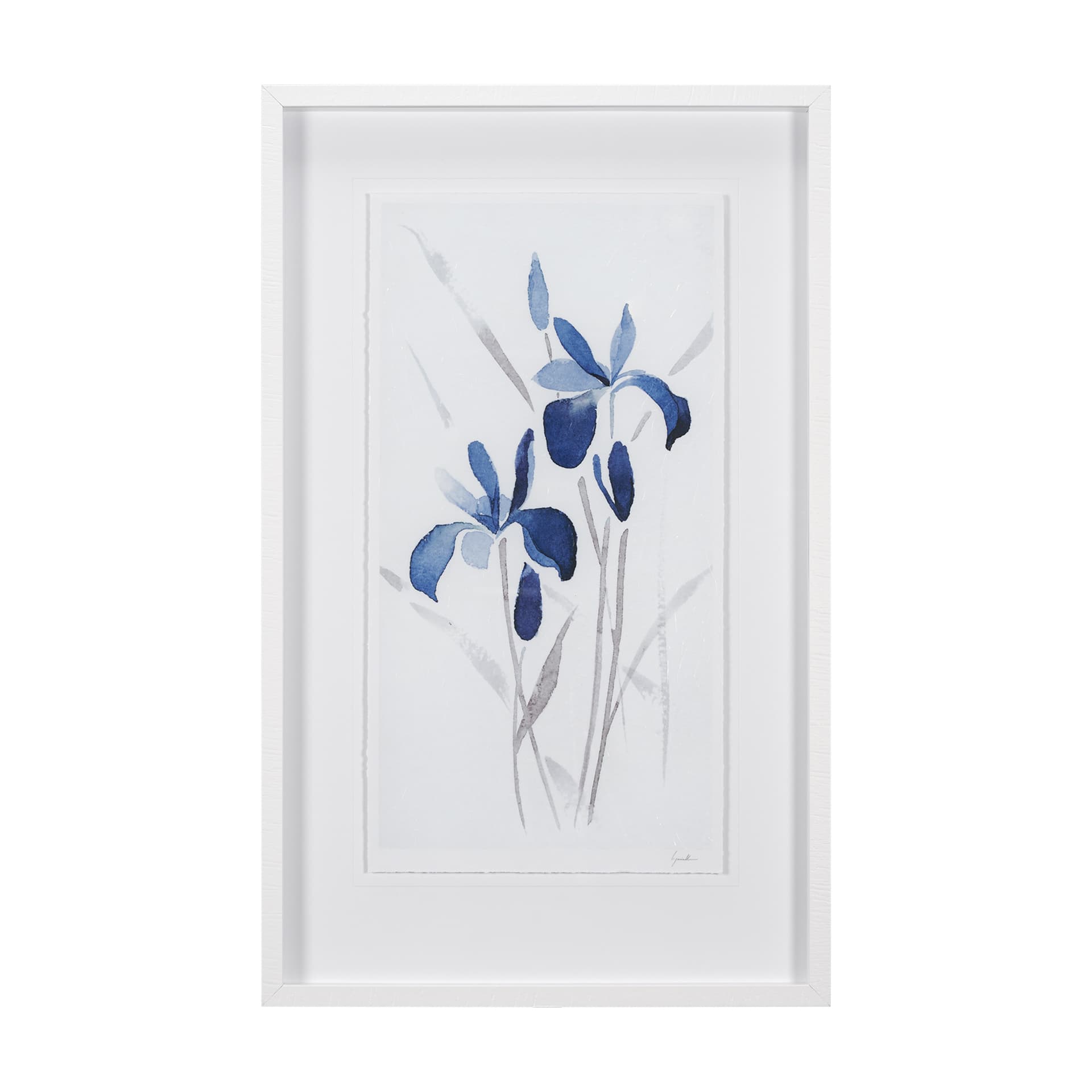 Blue Iris II by Mercana Studio a Hand Embellished Textured Framed Art Print Matted under Glass — product photograph